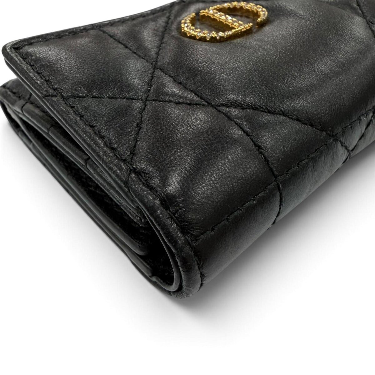 Christian Dior Black Leather Wallet (Tri-Fold) (Pre-Owned)