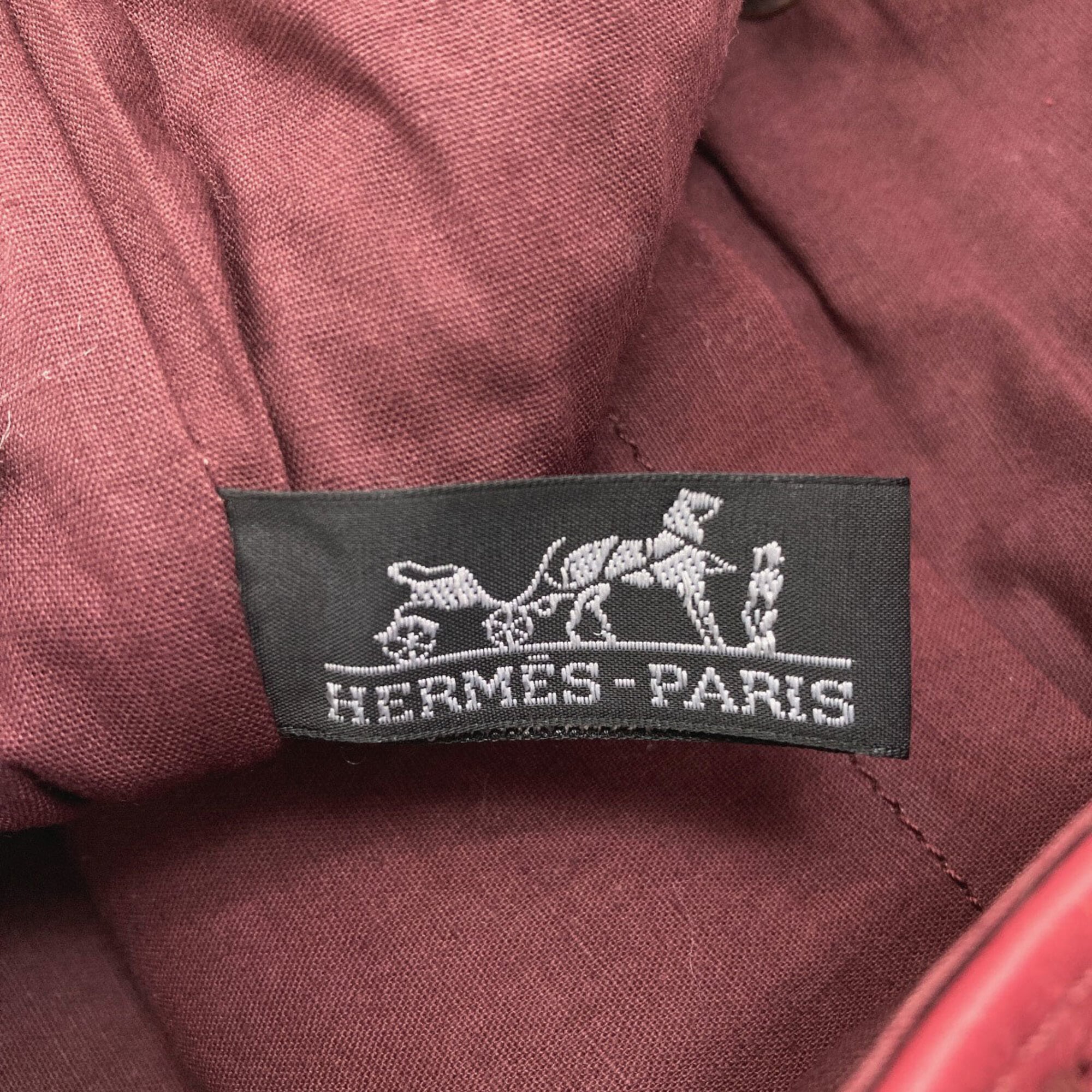 Hermes Bordeaux Canvas Handbag (Pre-Owned)