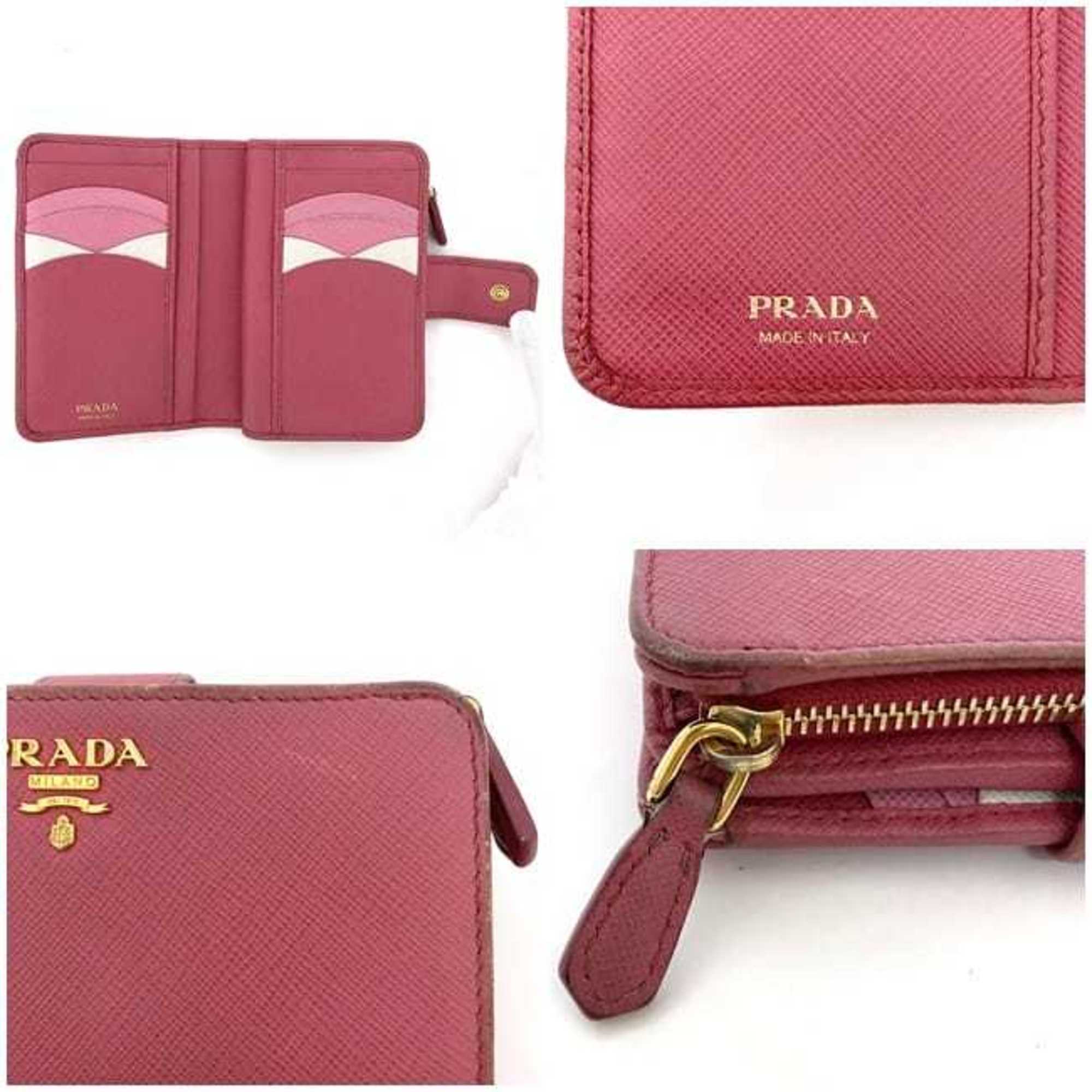 Prada Pink Saffiano Metal Wallet (Bi-Fold) (Pre-Owned)