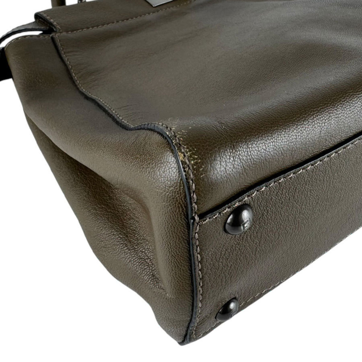 Fendi Khaki Brown Leather Handbag Shoulder Bag (Pre-Owned)