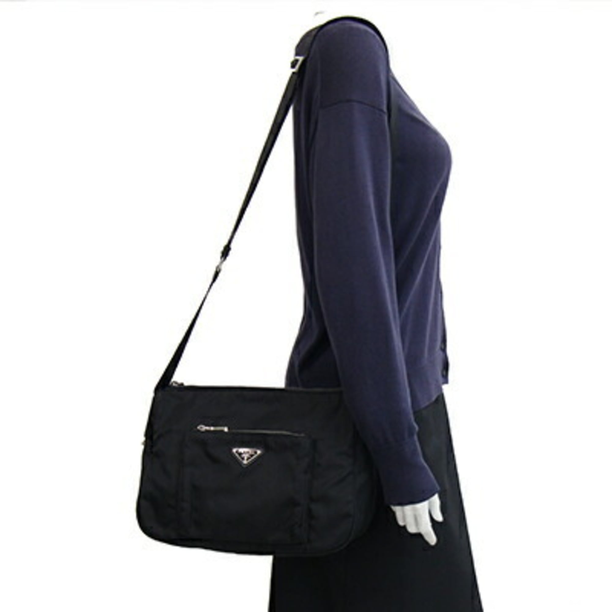 Prada Black Nylon Leather Shoulder Bag (Pre-Owned)