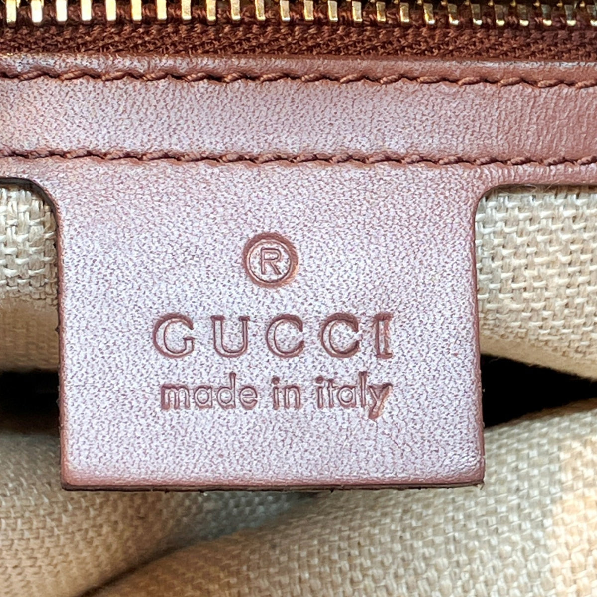 Gucci Beige Brown Canvas Leather Tote Bag (Pre-Owned)