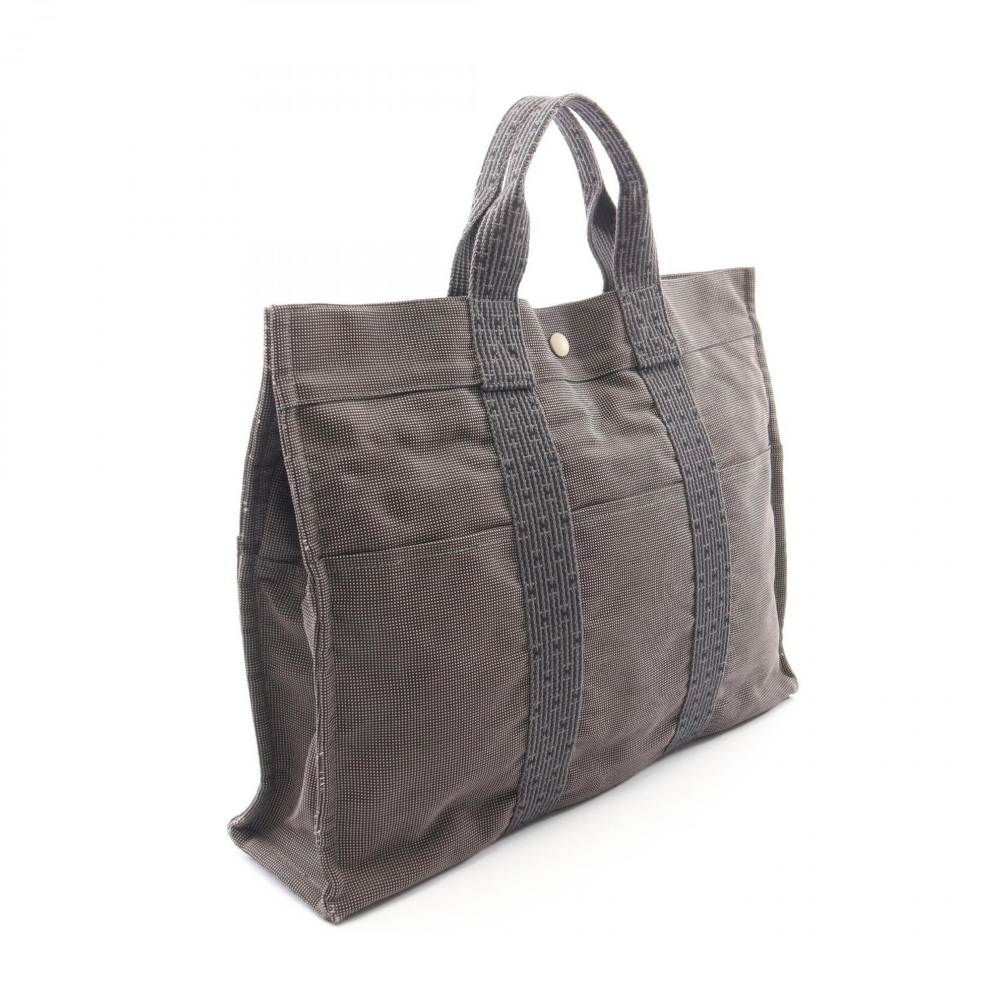 Hermes Gray Nylon Canvas Handbag Tote Bag (Pre-Owned)
