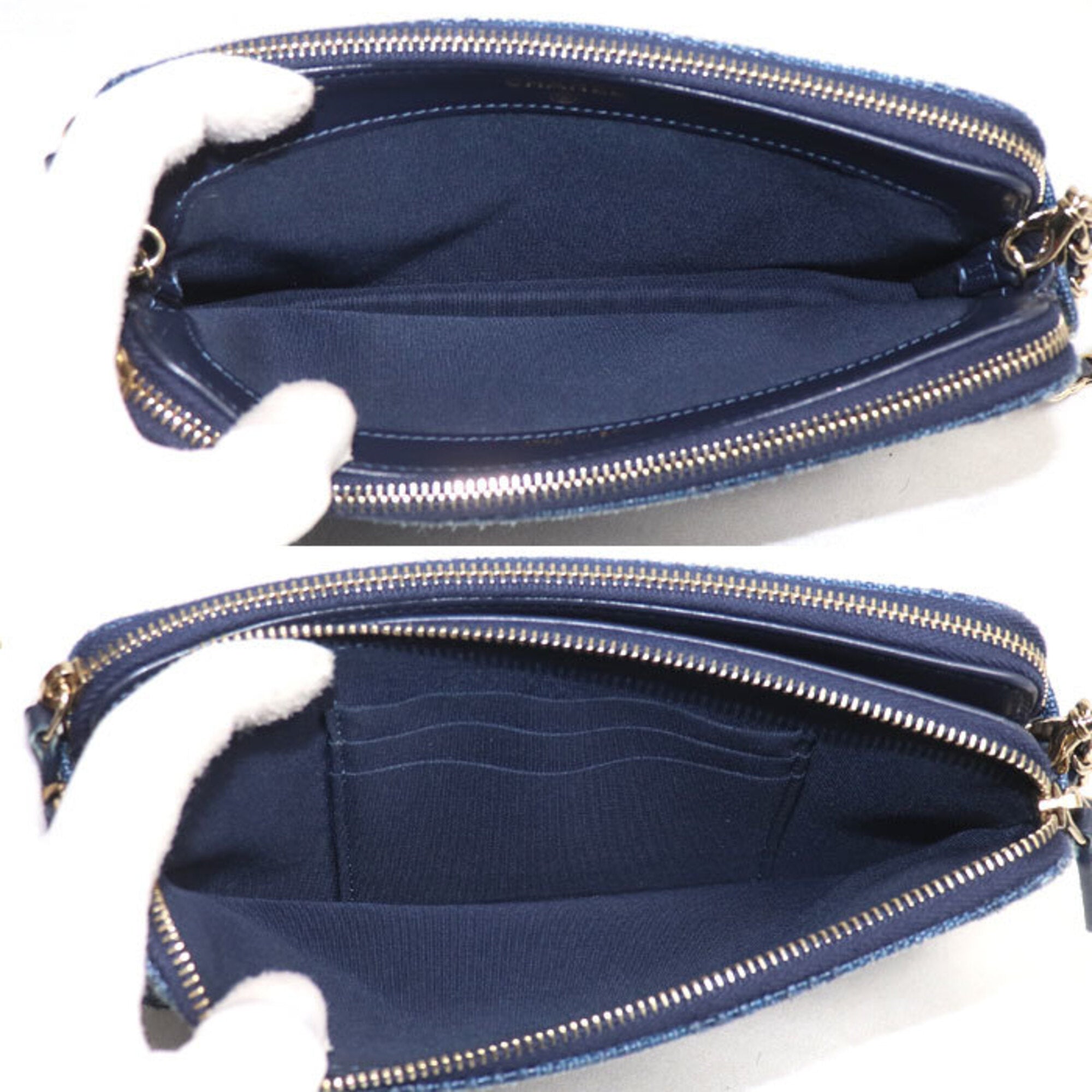 Chanel Navy Canvas Leather Shoulder Bag (Pre-Owned)