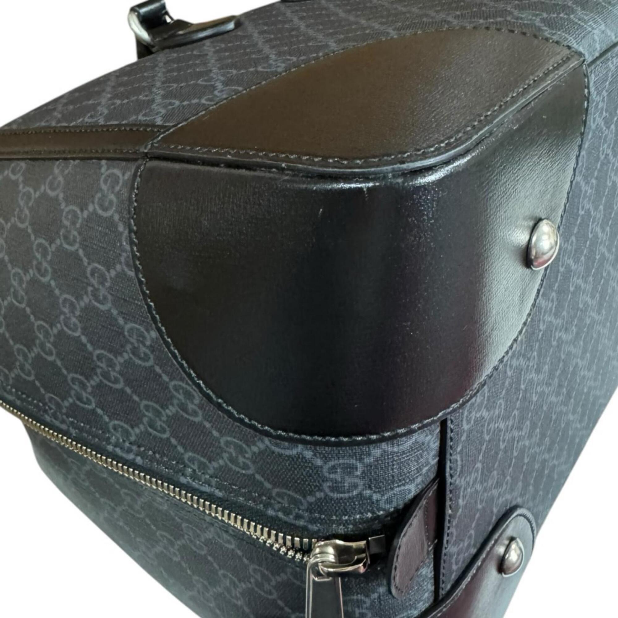 Gucci Black Gray Gg Supreme Boston Bag (Pre-Owned)