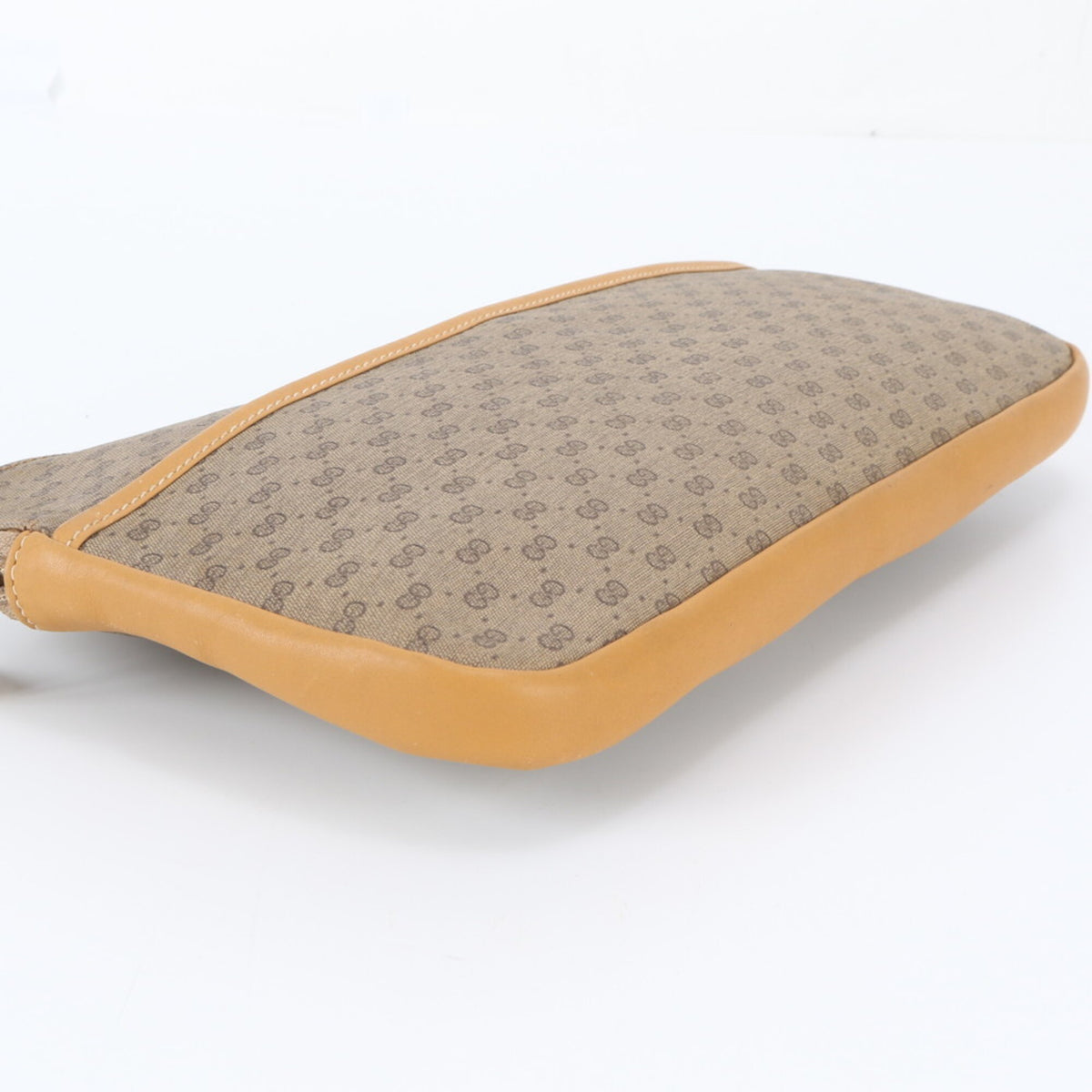 Gucci Brown Leather Coated Canvas Clutch Bag Pouch (Pre-Owned)