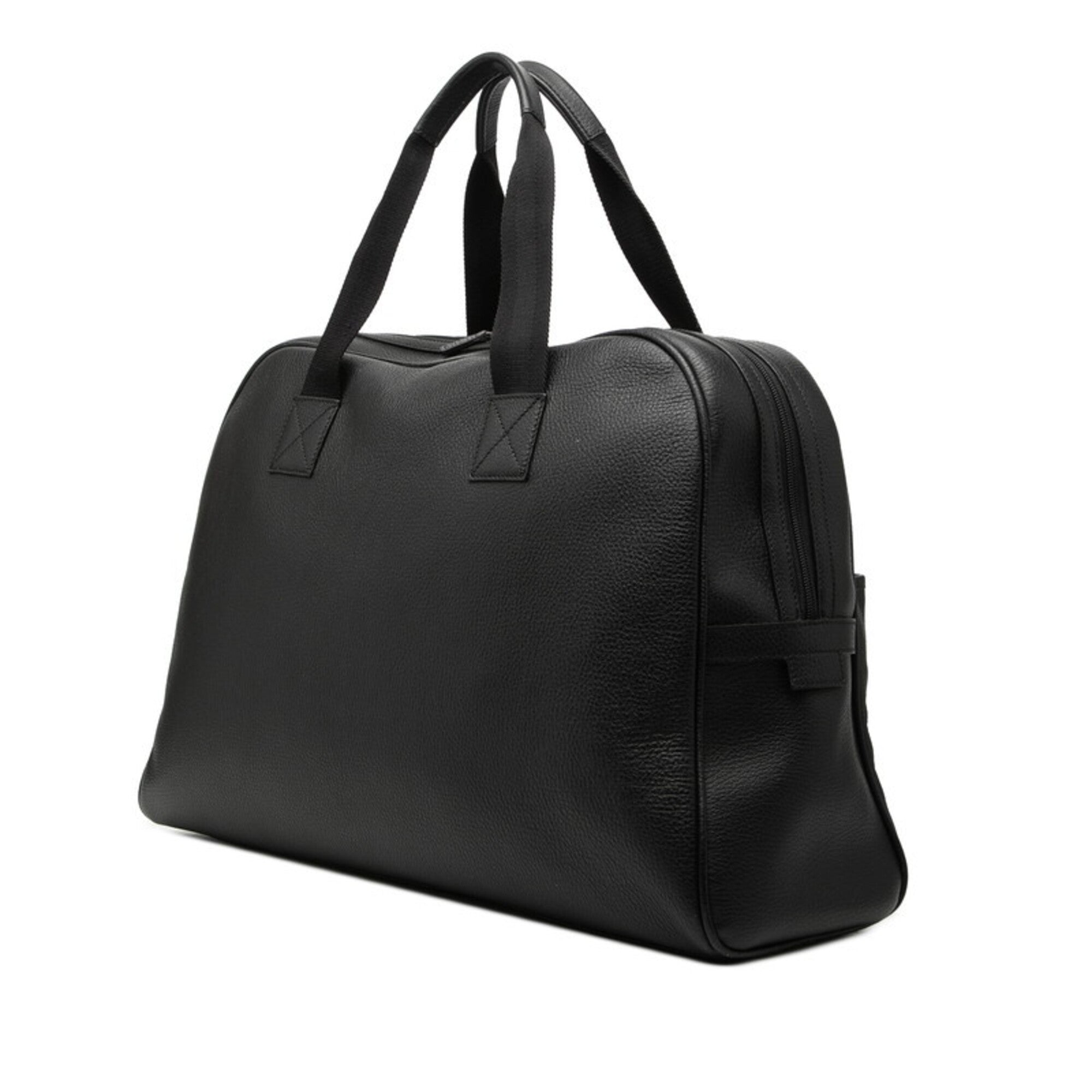 Gucci Sherry Line Black Gray Brown Leather Boston Bag (Pre-Owned)