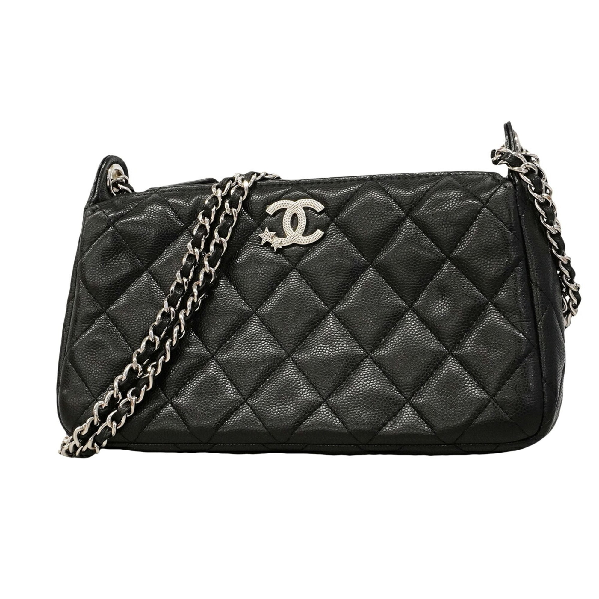 Chanel Black Grained Calfskin Shoulder Bag (Pre-Owned)