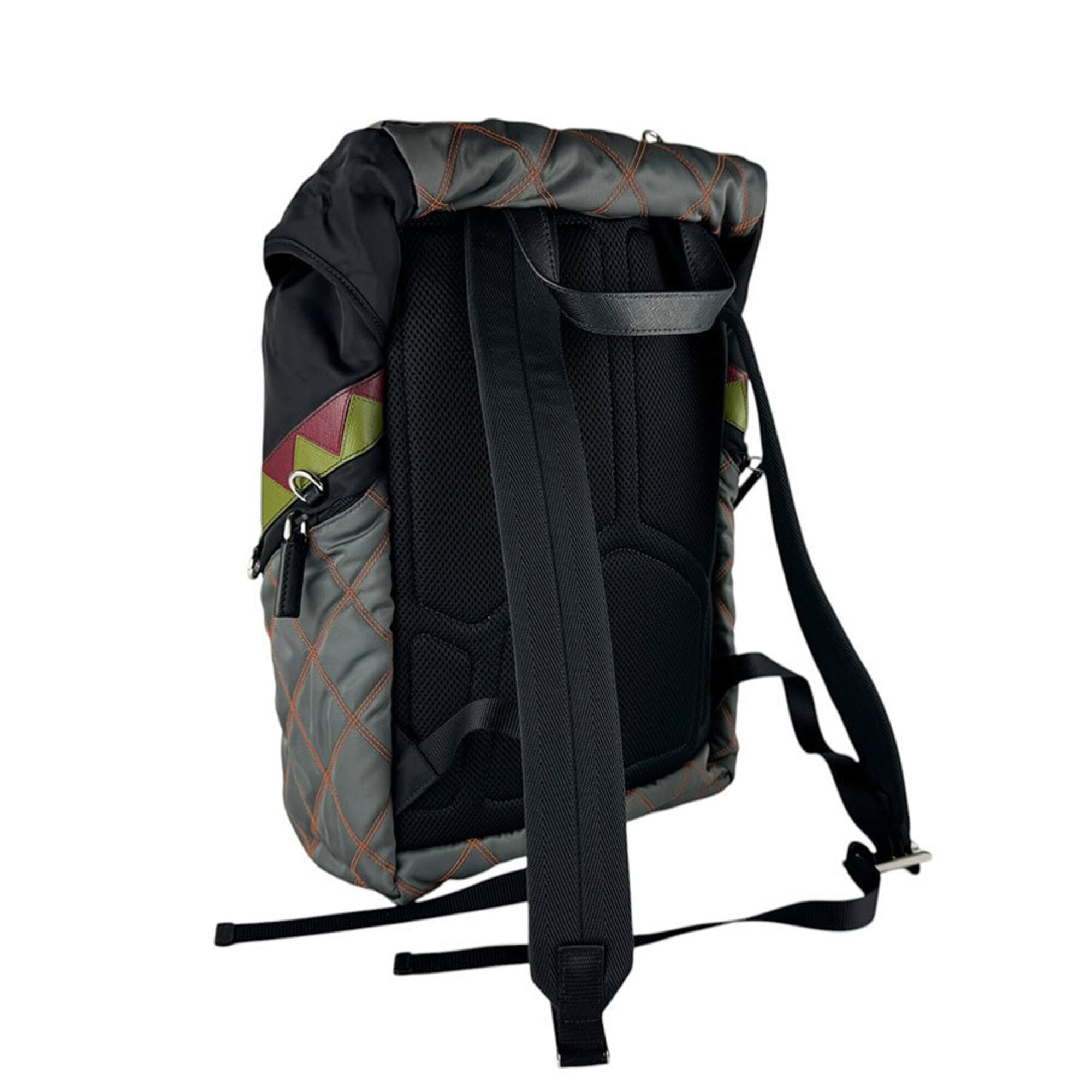 Prada Black Multi-Color Nylon Leather Backpack (Pre-Owned)