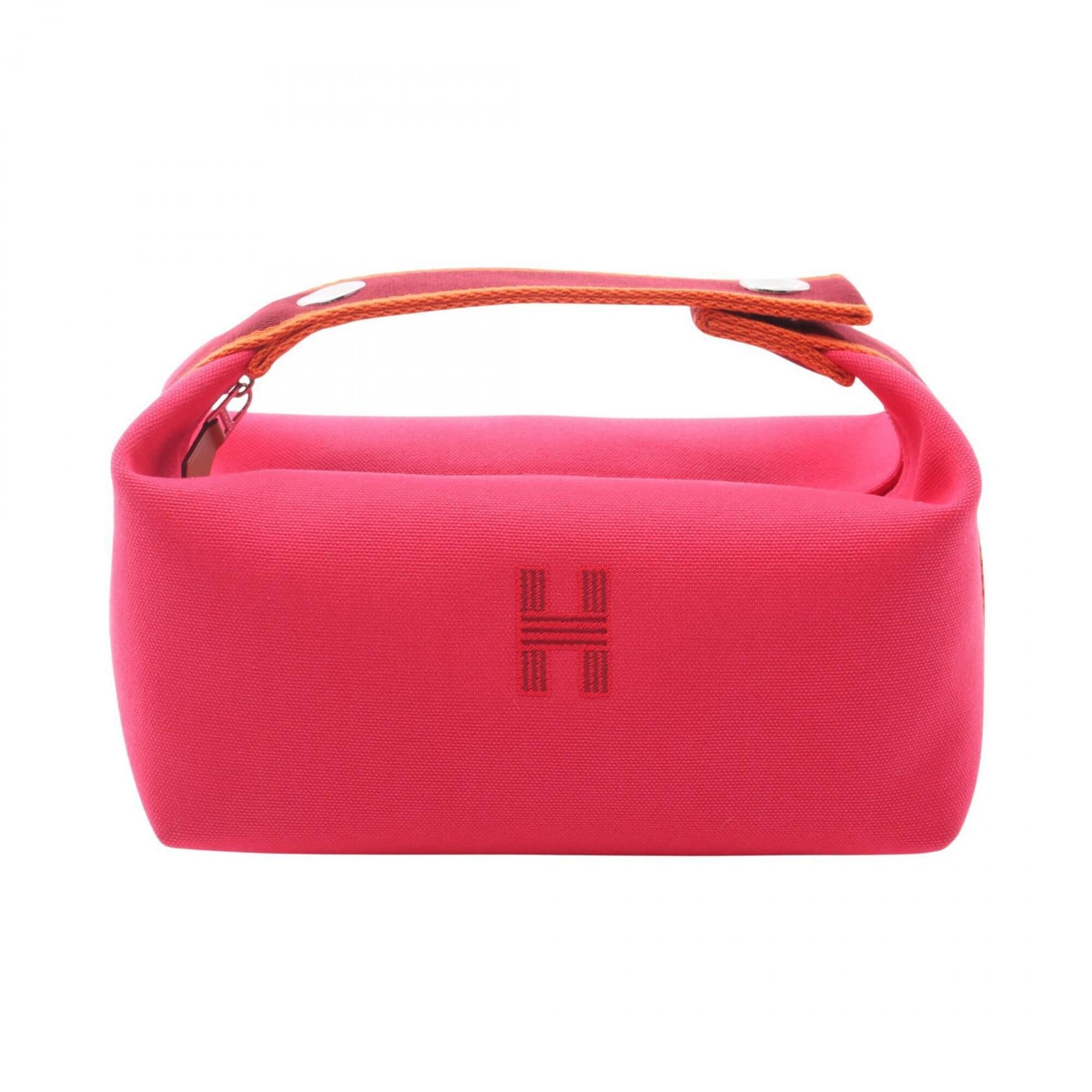 Hermes Bordeaux Orange Pink Canvas Handbag (Pre-Owned)