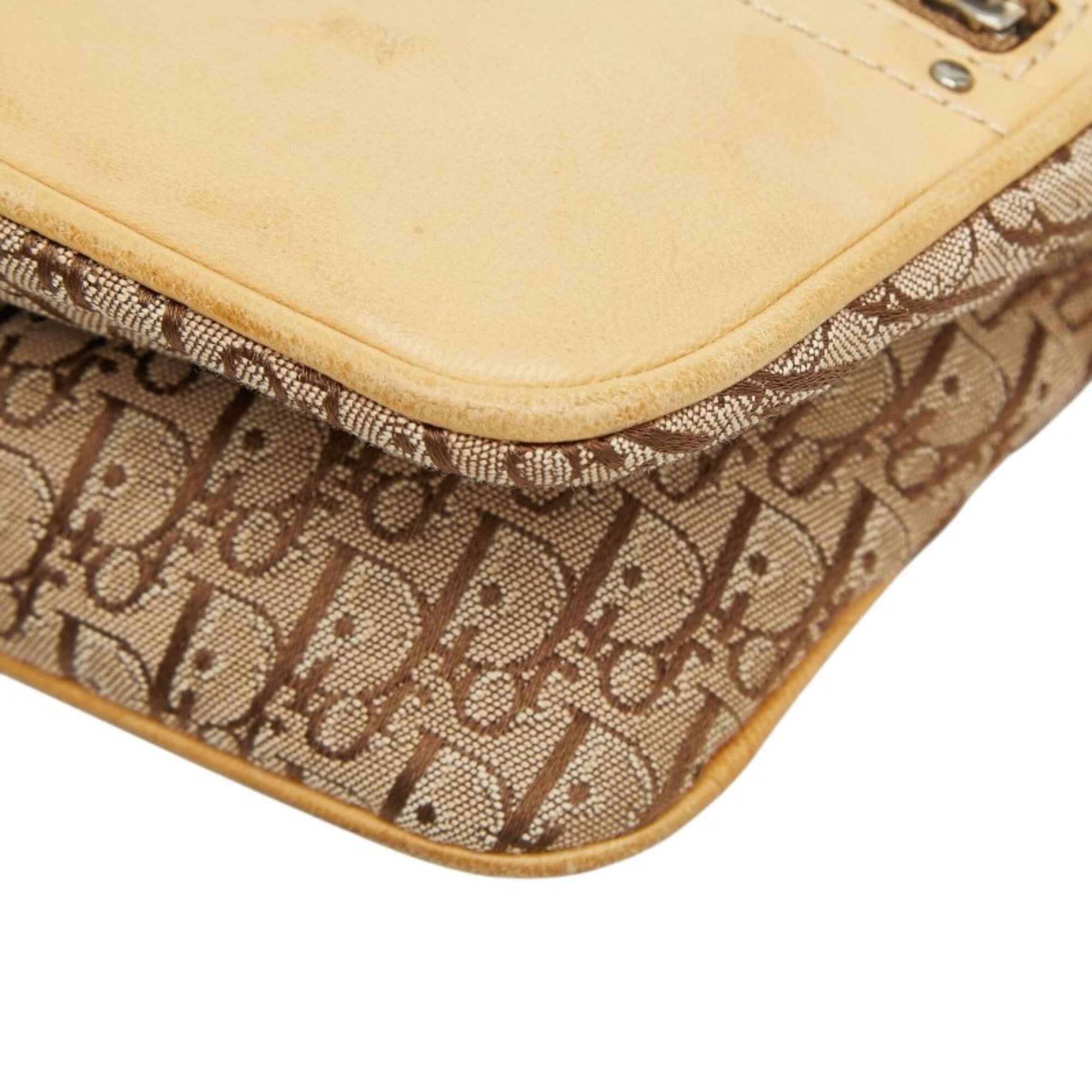 Christian Dior Beige Canvas Leather Shoulder Bag (Pre-Owned)