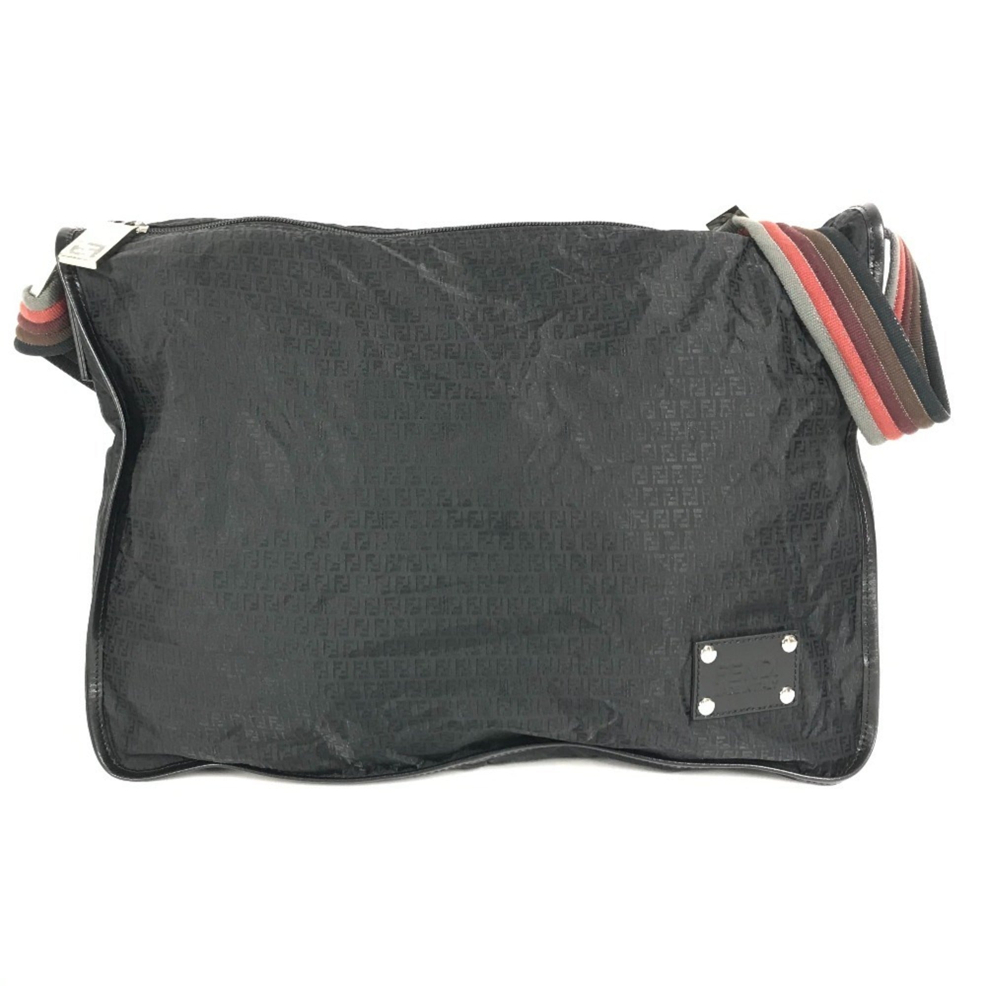 Fendi Black Leather Nylon Shoulder Bag (Pre-Owned)