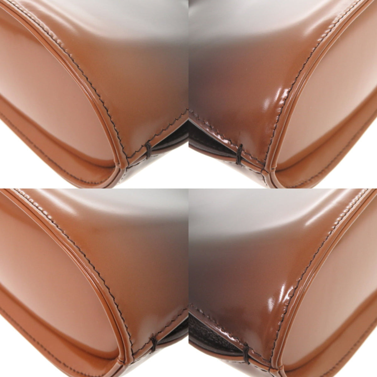 Salvatore Ferragamo Black Brown Patent Leather Handbag Shoulder Bag (Pre-Owned)
