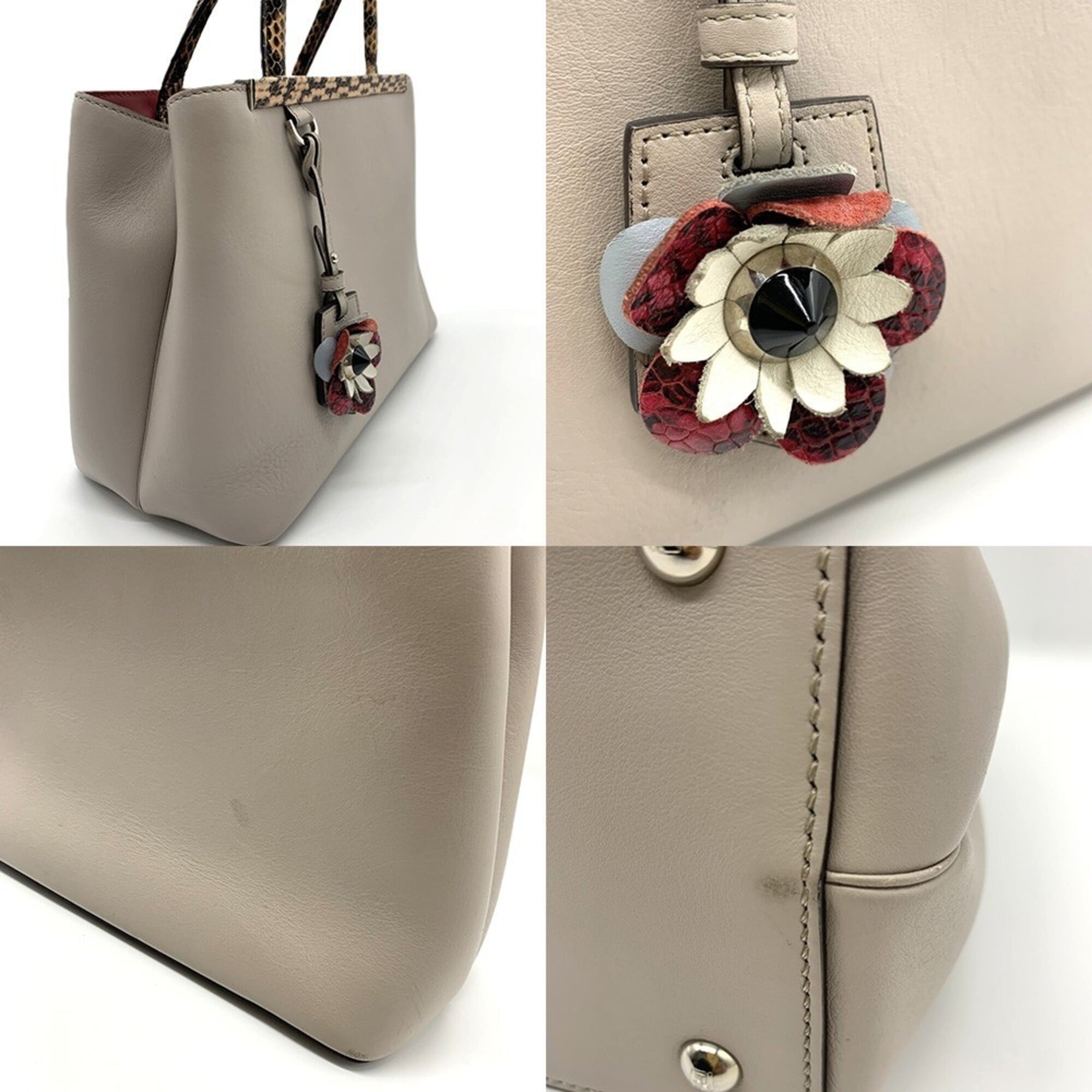 Fendi Beige Leather Handbag Shoulder Bag (Pre-Owned)