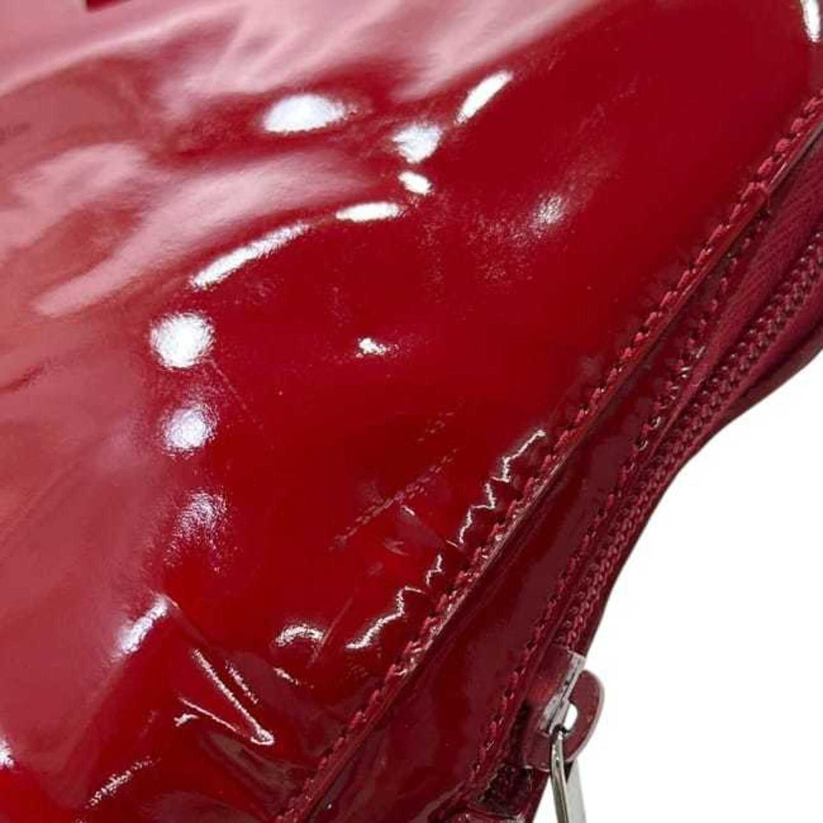 Miu Miu Red Color Leather Boston Bag Tote Bag (Pre-Owned)
