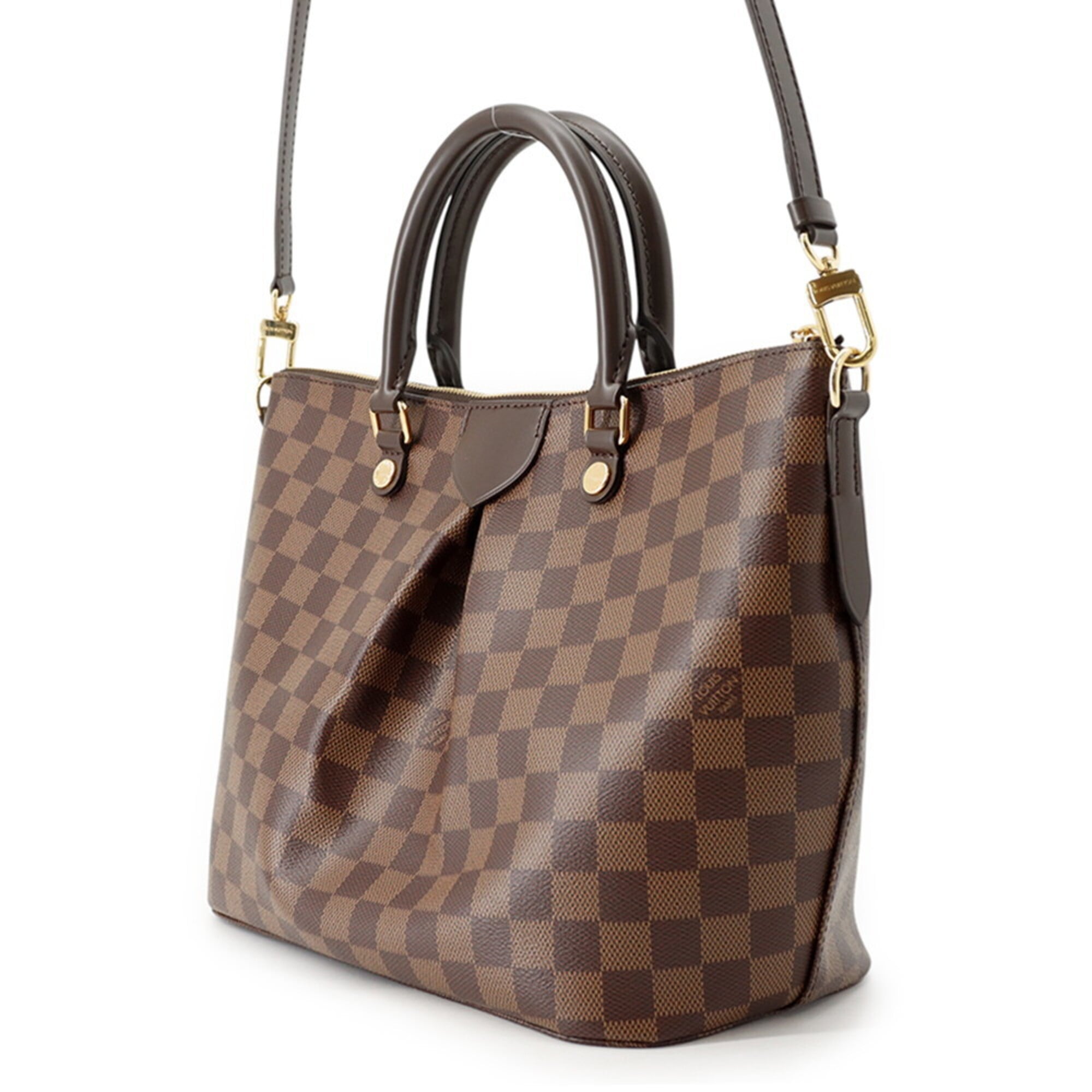 Louis Vuitton Damier Canvas Ebene Red Brown Leather Handbag Shoulder Bag (Pre-Owned)