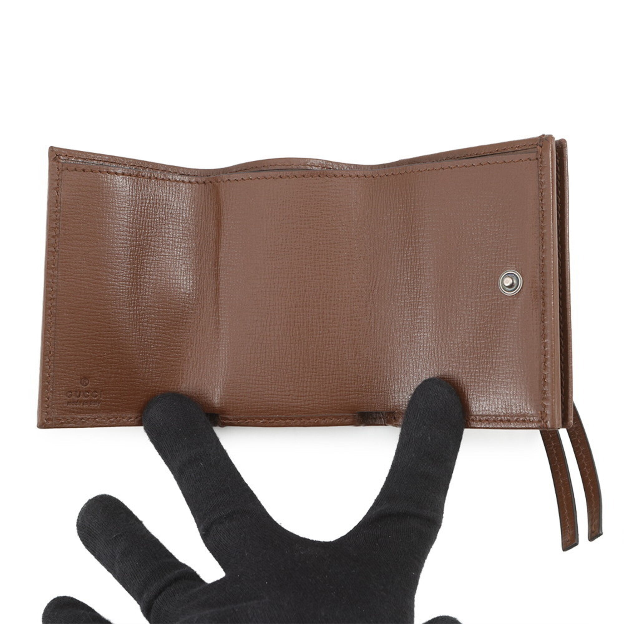 Gucci Beige Brown Canvas Leather Wallet (Tri-Fold) (Pre-Owned)