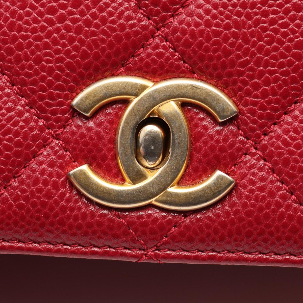 Chanel Red Color Grained Calfskin Handbag Shoulder Bag (Pre-Owned)
