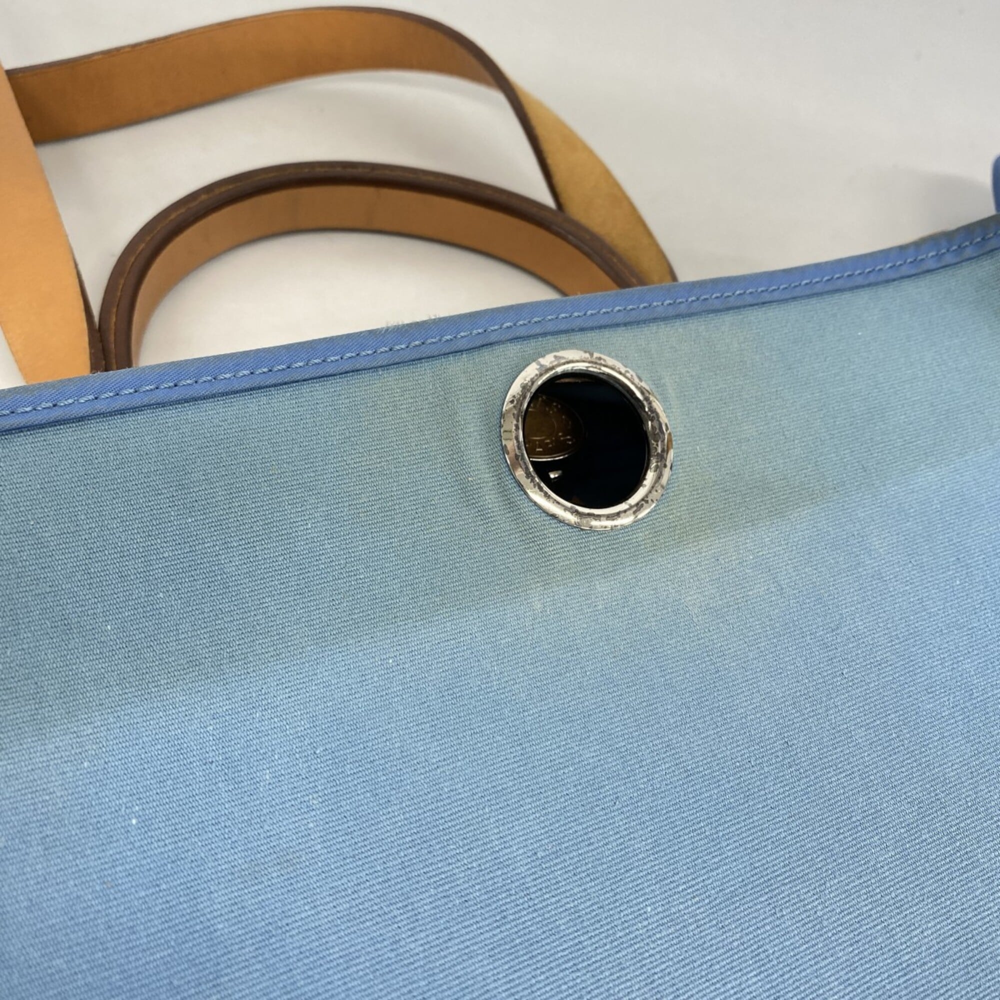 Hermes Blue Toile Officier Handbag (Pre-Owned)