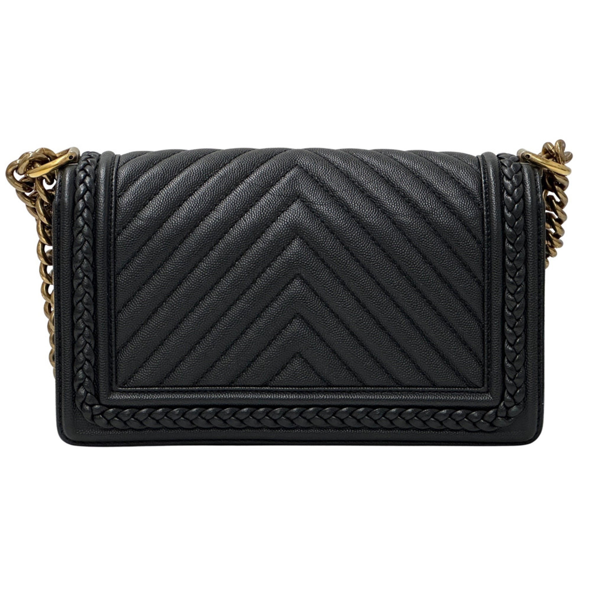 Chanel Black Grained Calfskin Handbag Shoulder Bag (Pre-Owned)