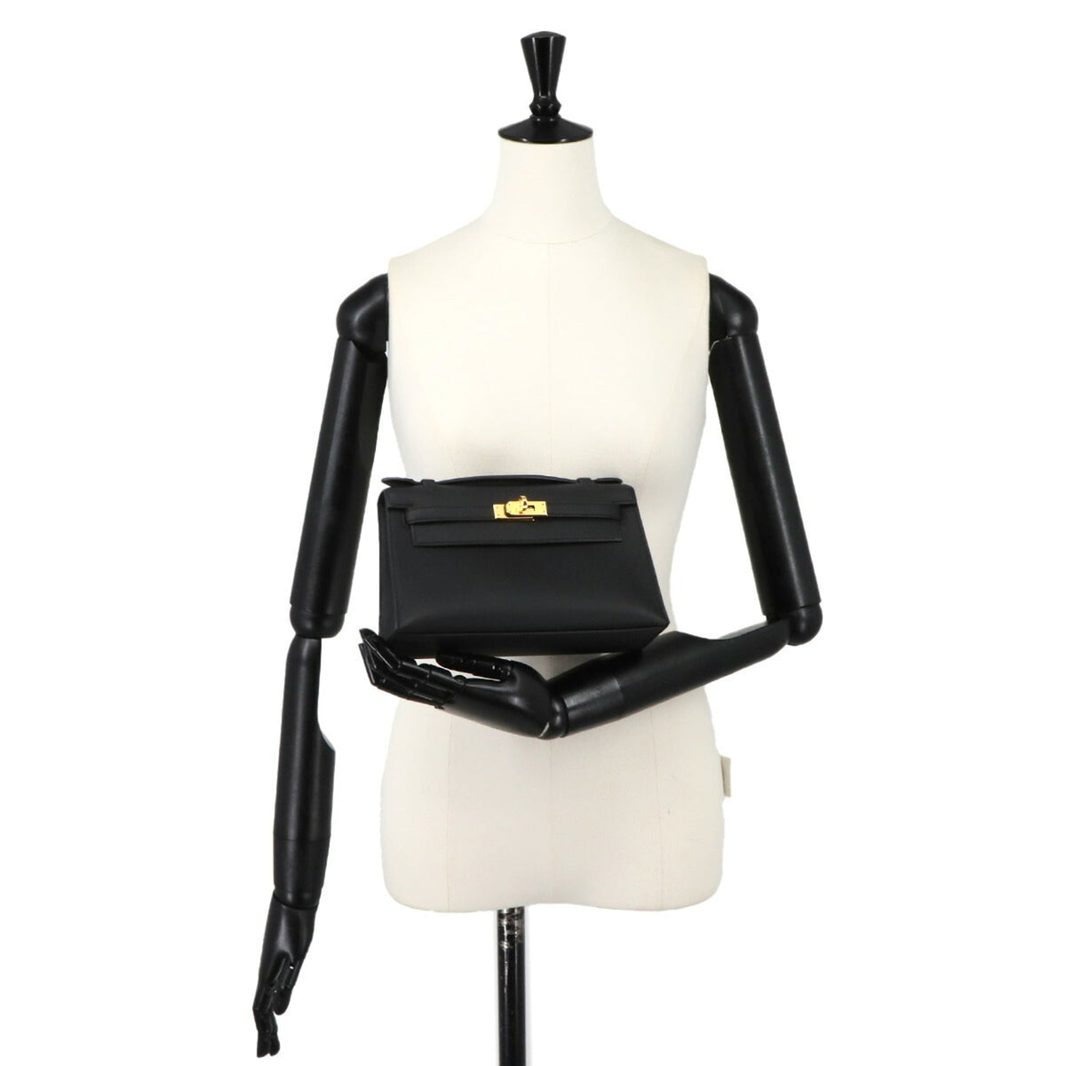 Hermes Kelly Black Swift Leather Handbag (Pre-Owned)