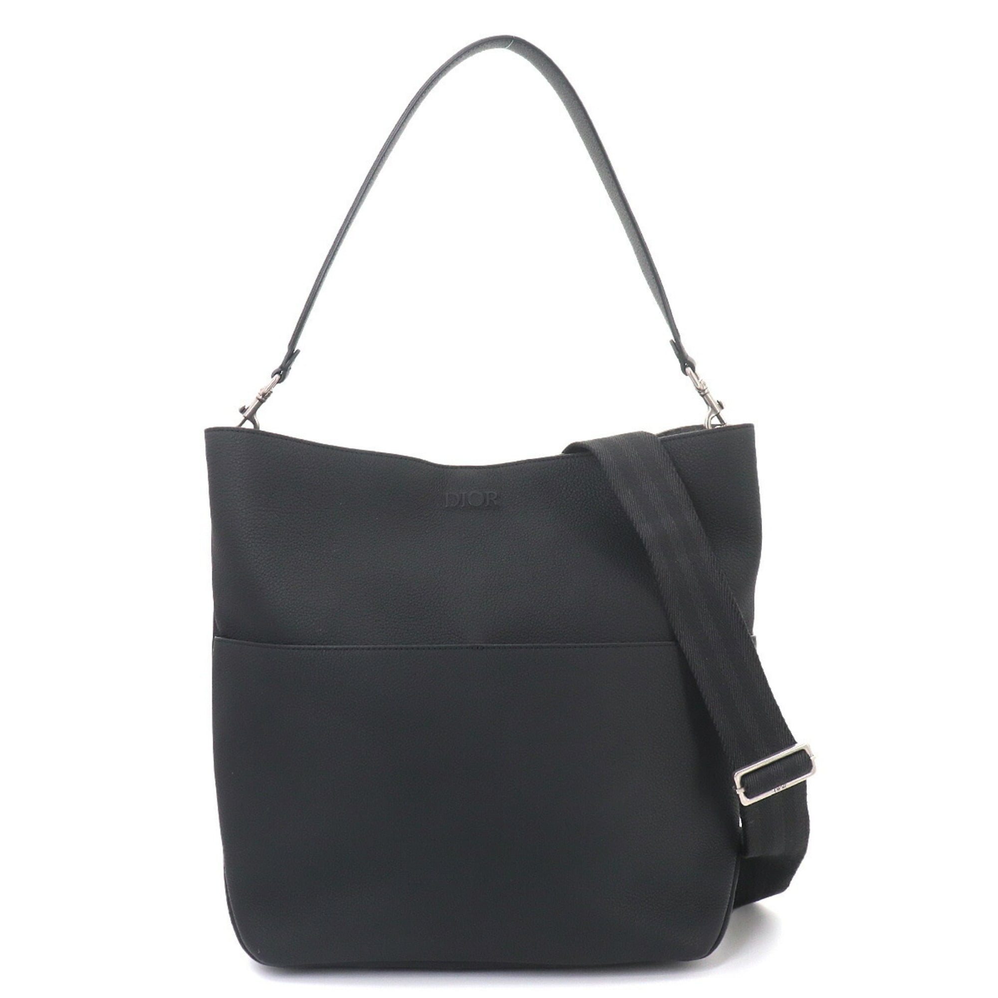 Christian Dior Black Leather Handbag Tote Bag (Pre-Owned)