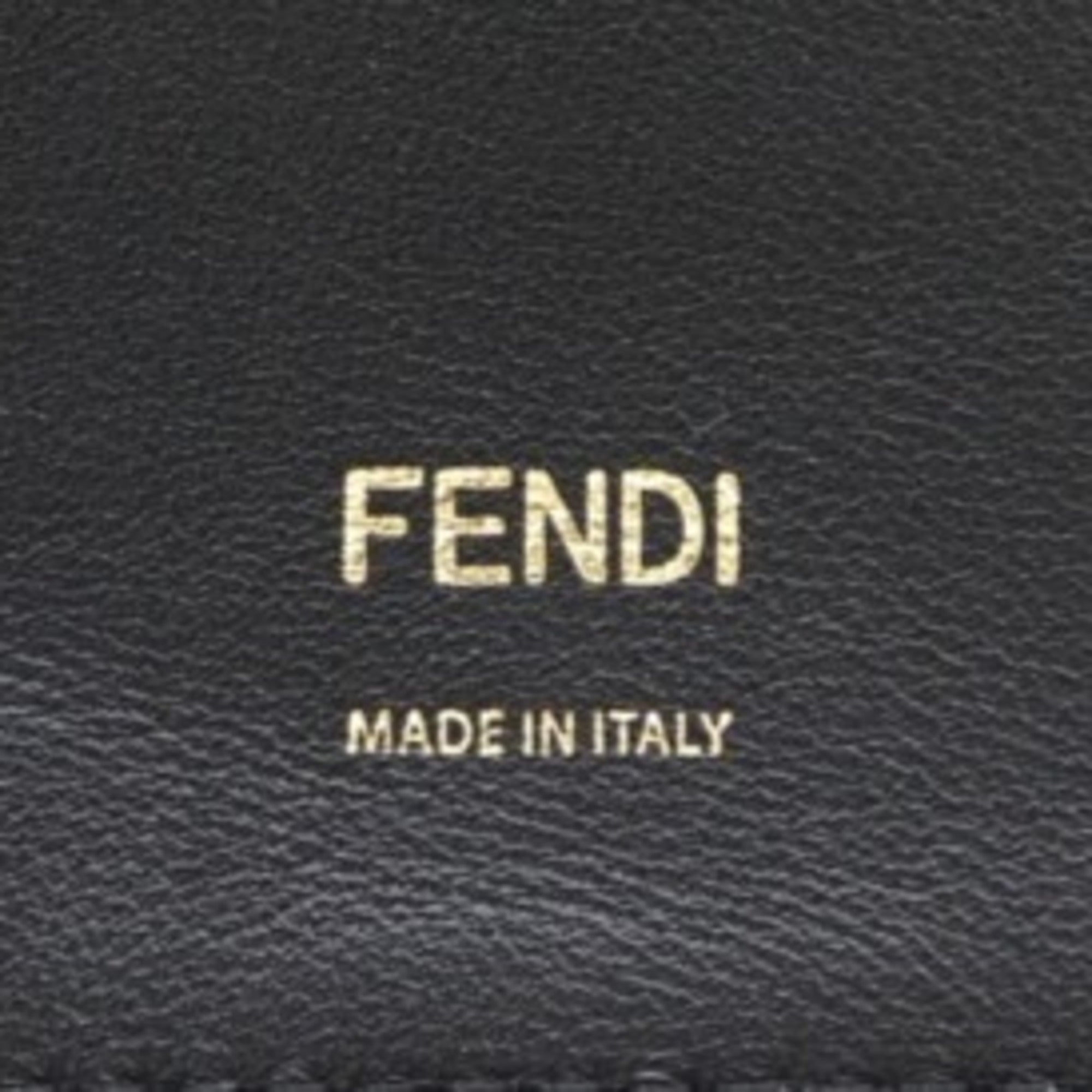 Fendi Black White Leather Shoulder Bag (Pre-Owned)