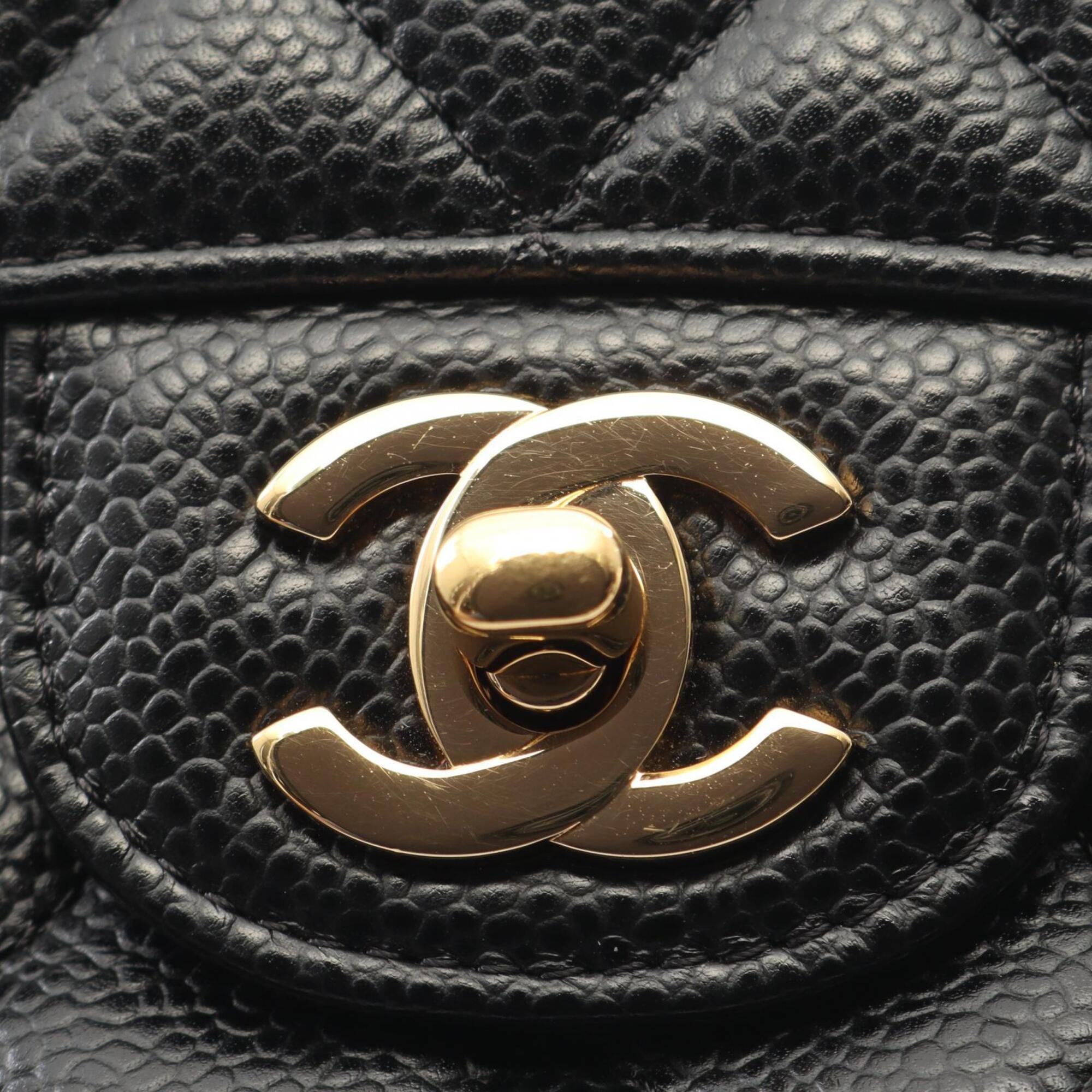 Chanel Black Grained Calfskin Handbag Shoulder Bag (Pre-Owned)