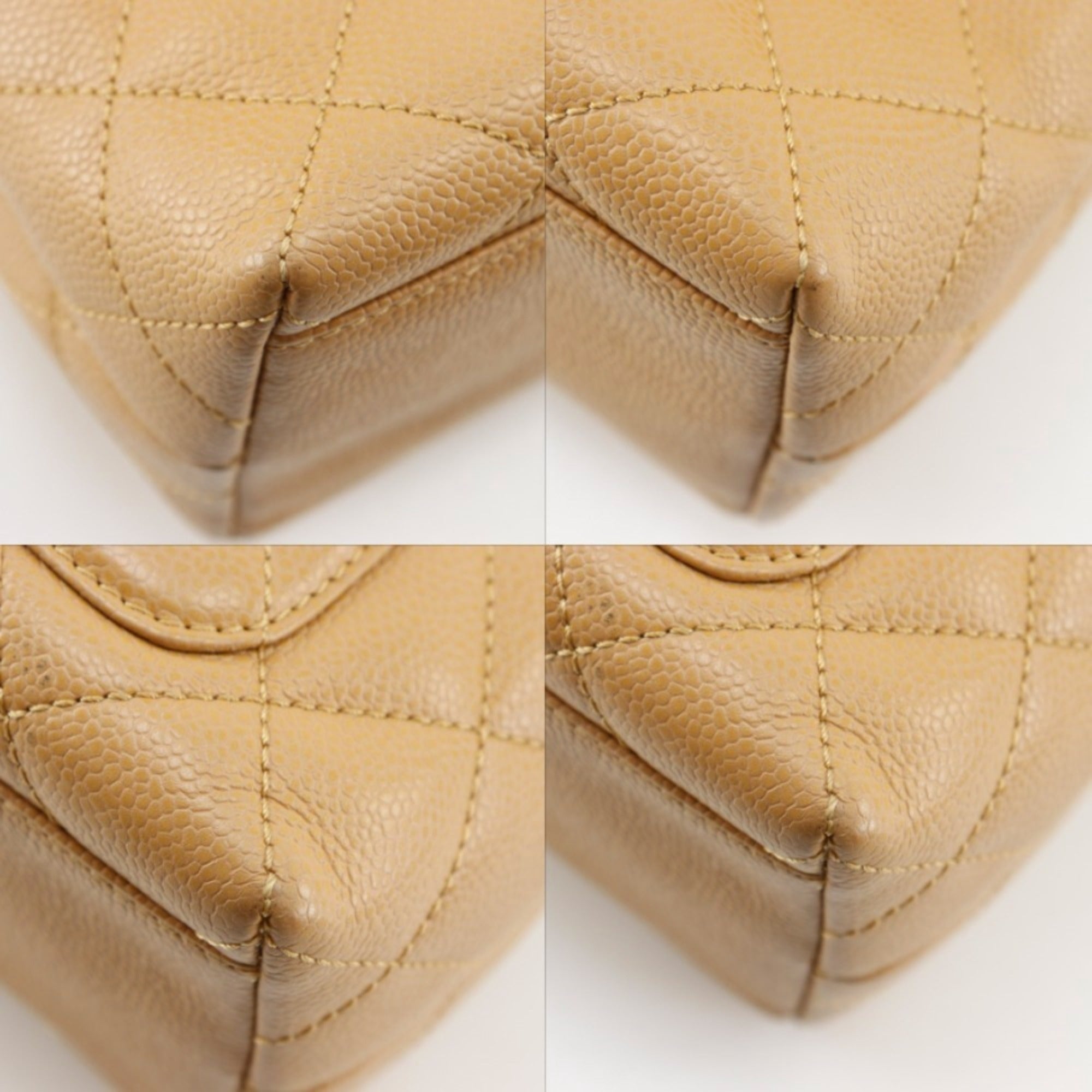 Chanel Beige Grained Calfskin Handbag (Pre-Owned)
