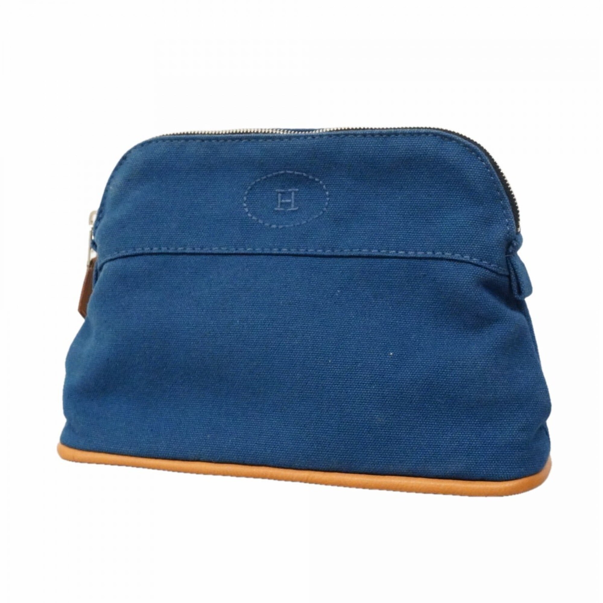 Hermes Blue Canvas Pouch (Pre-Owned)