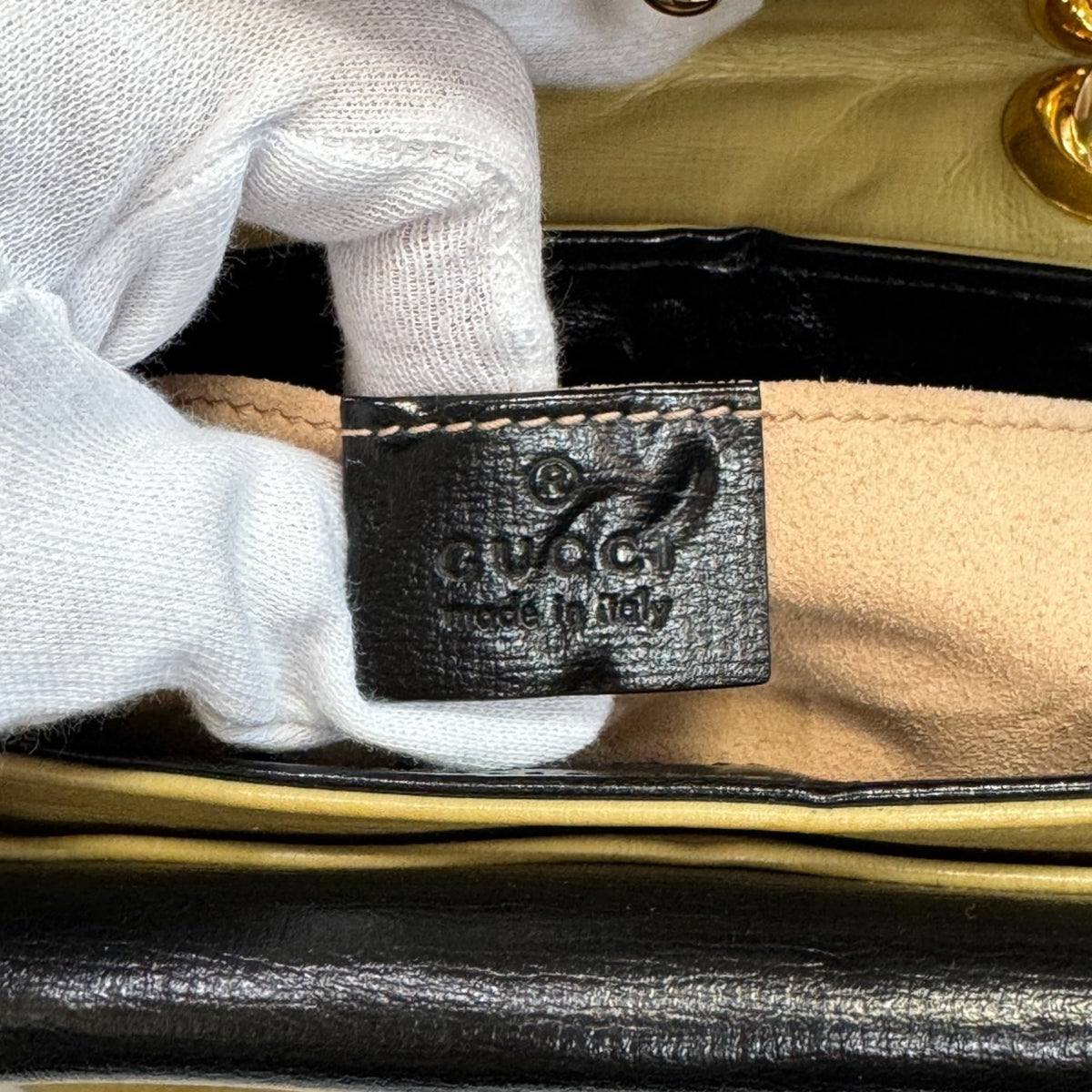 Gucci Beige Black Leather Handbag Shoulder Bag (Pre-Owned)