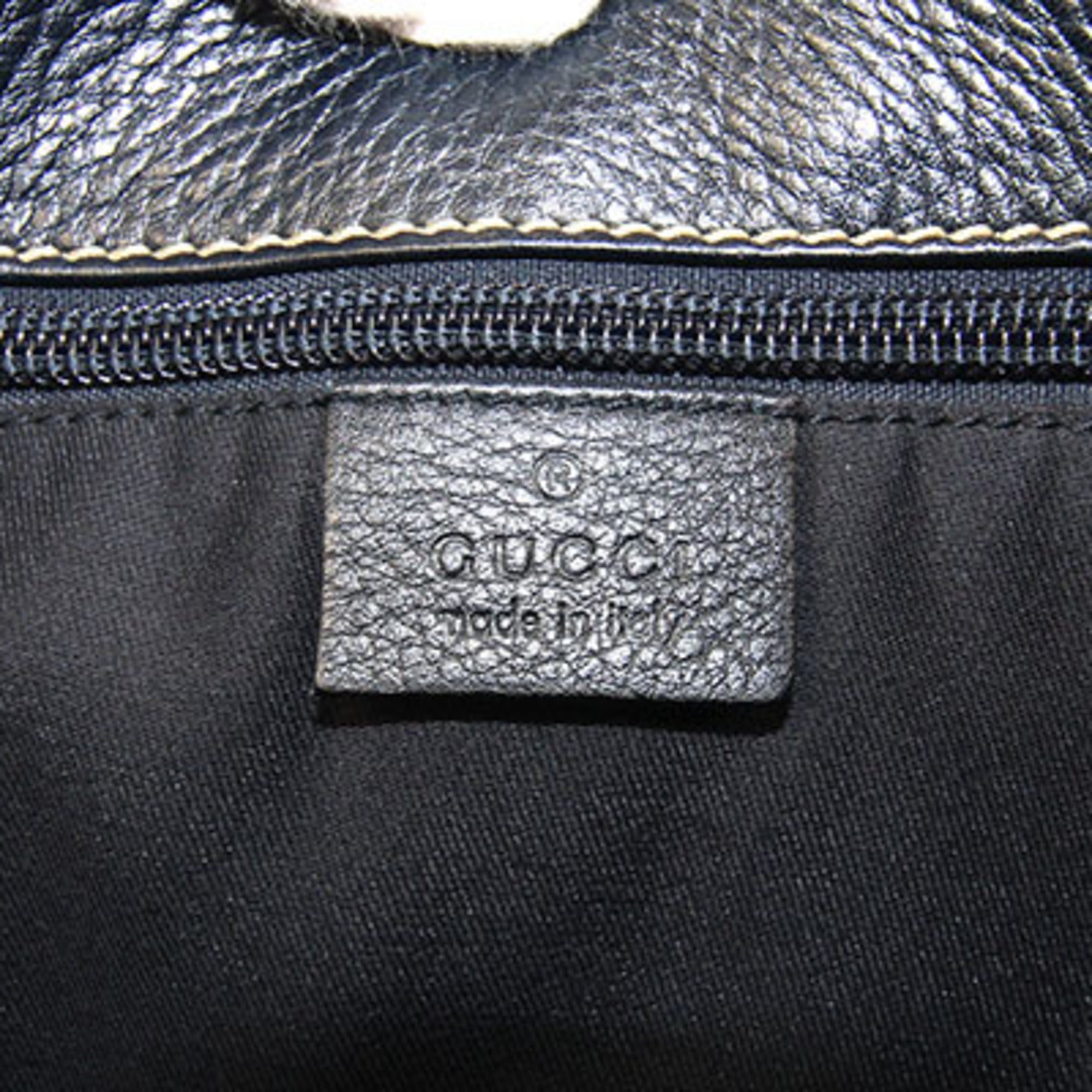 Gucci Navy Leather Handbag Shoulder Bag (Pre-Owned)