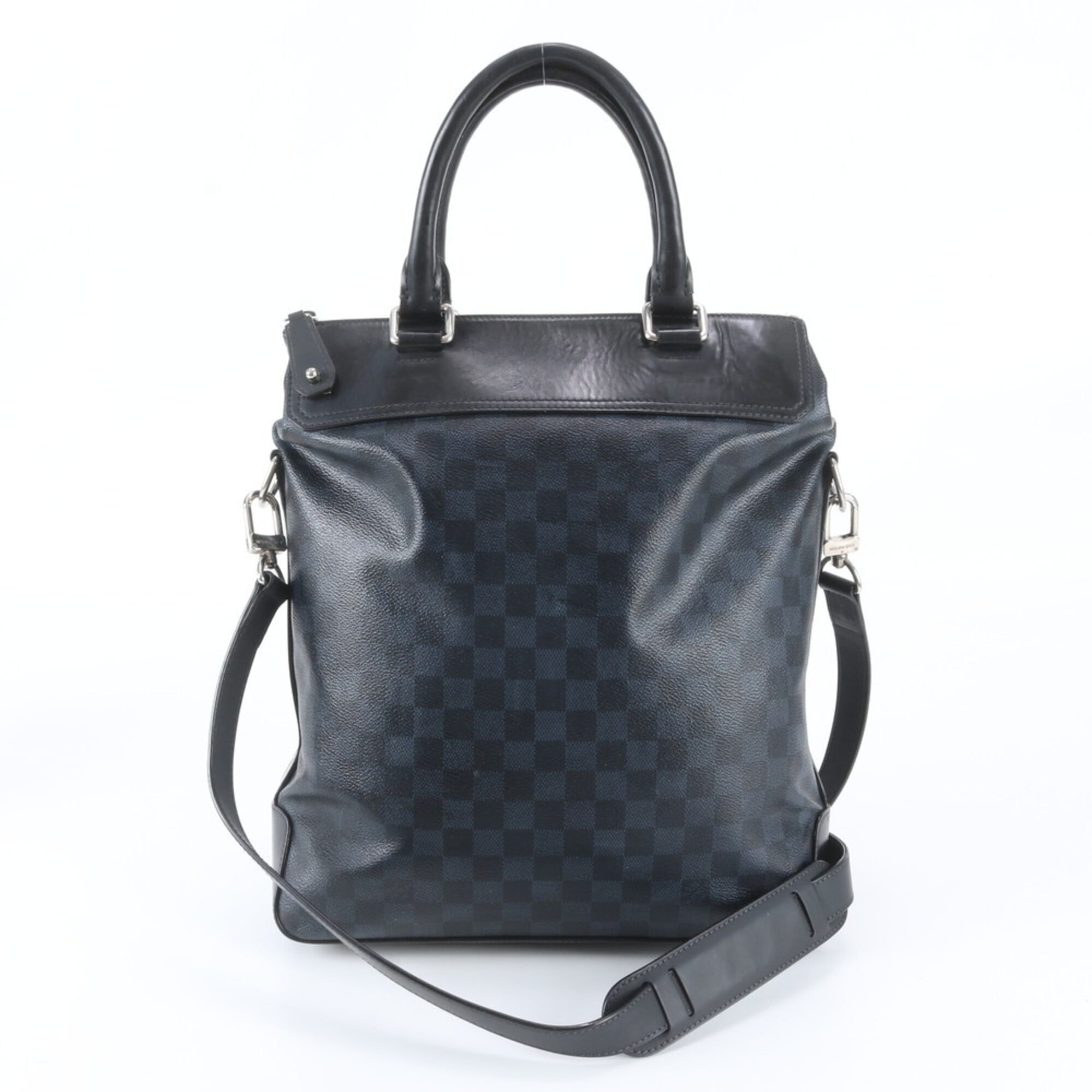 Louis Vuitton Black Navy Leather Coated Canvas Shoulder Bag Tote Bag (Pre-Owned)