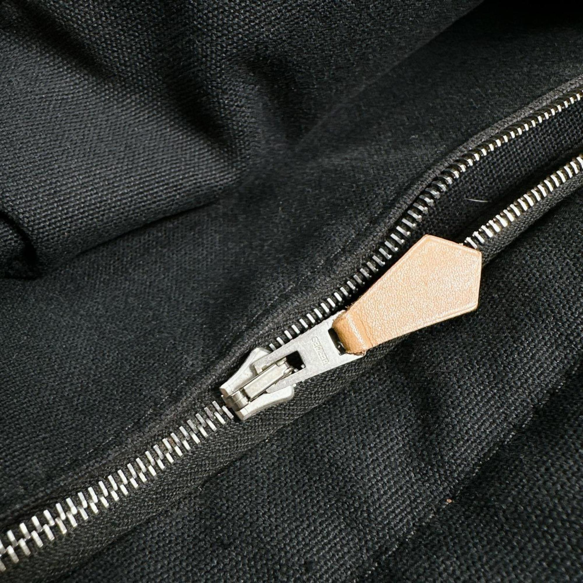 Hermes Black Canvas Handbag Tote Bag (Pre-Owned)