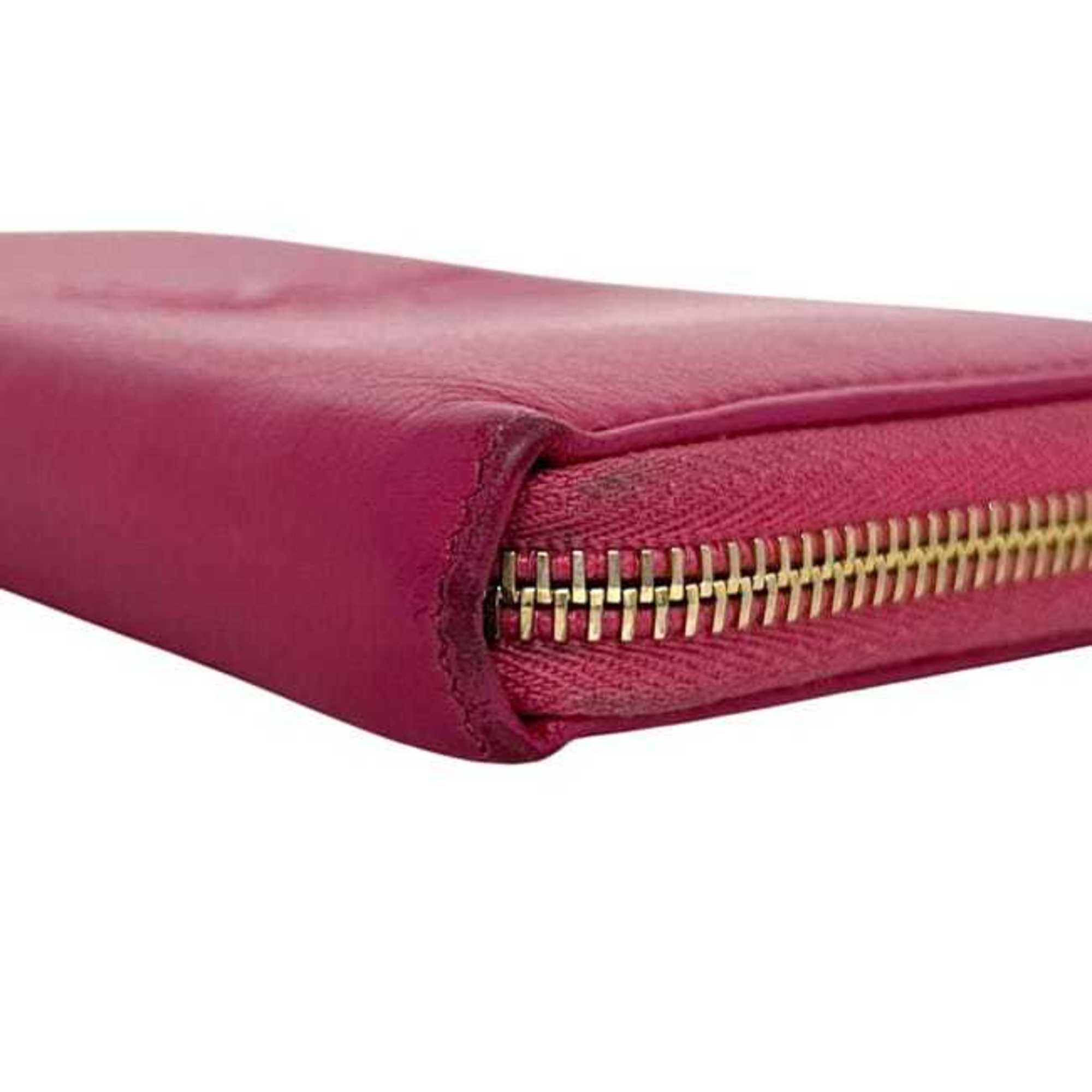 Yves Saint Laurent Pink Leather Long Wallet (Bi-Fold) (Pre-Owned)