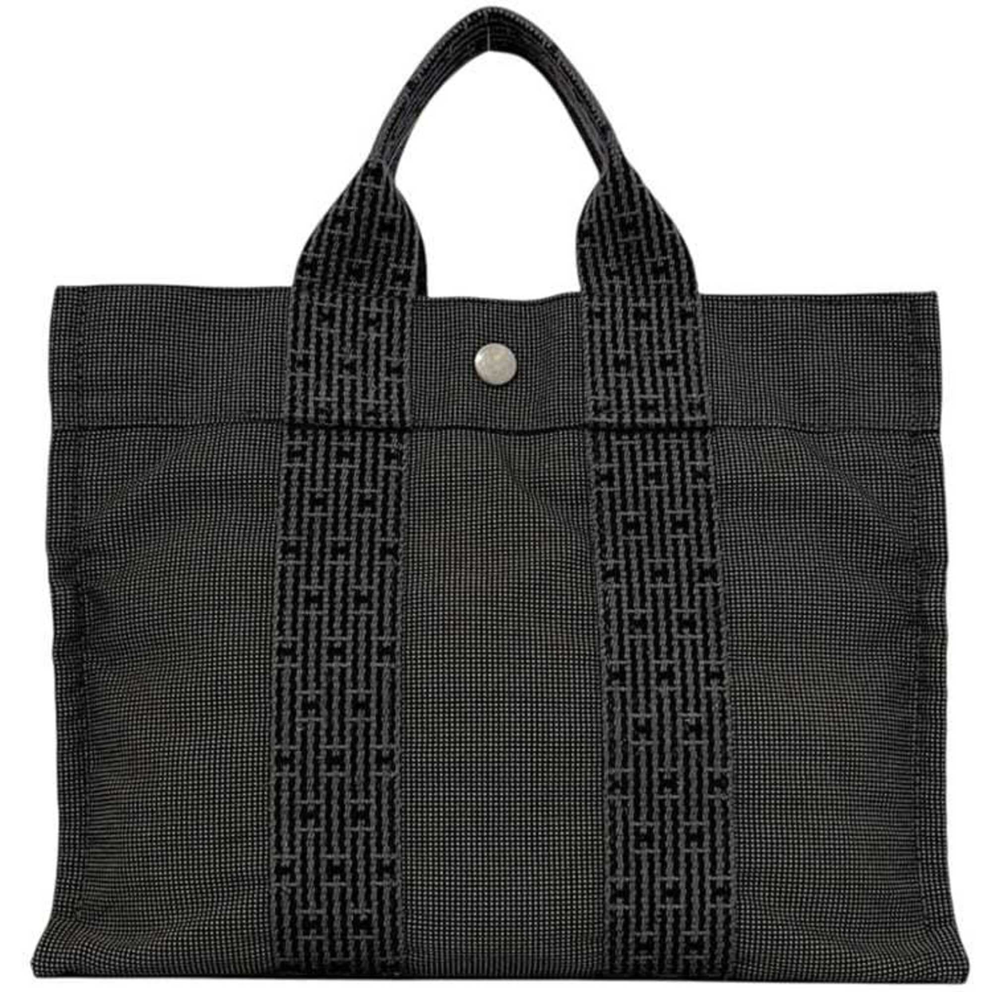 Hermes Gray Canvas Handbag Tote Bag (Pre-Owned)