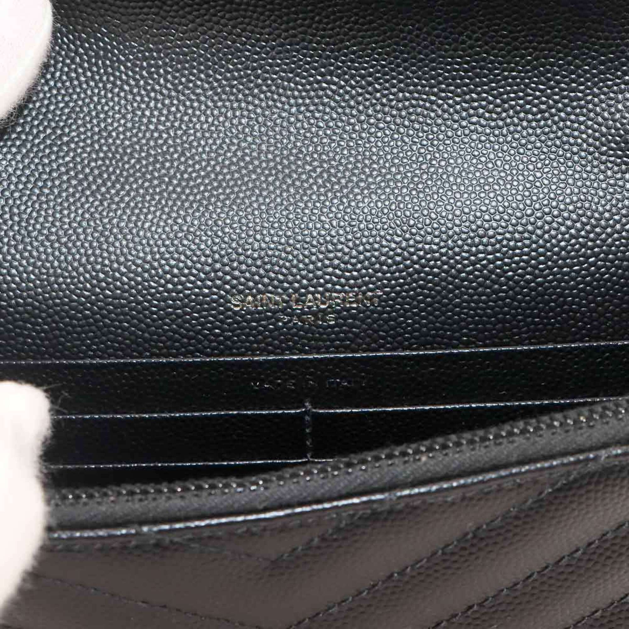Saint Laurent Black Leather Chain/Shoulder Wallet (Pre-Owned)