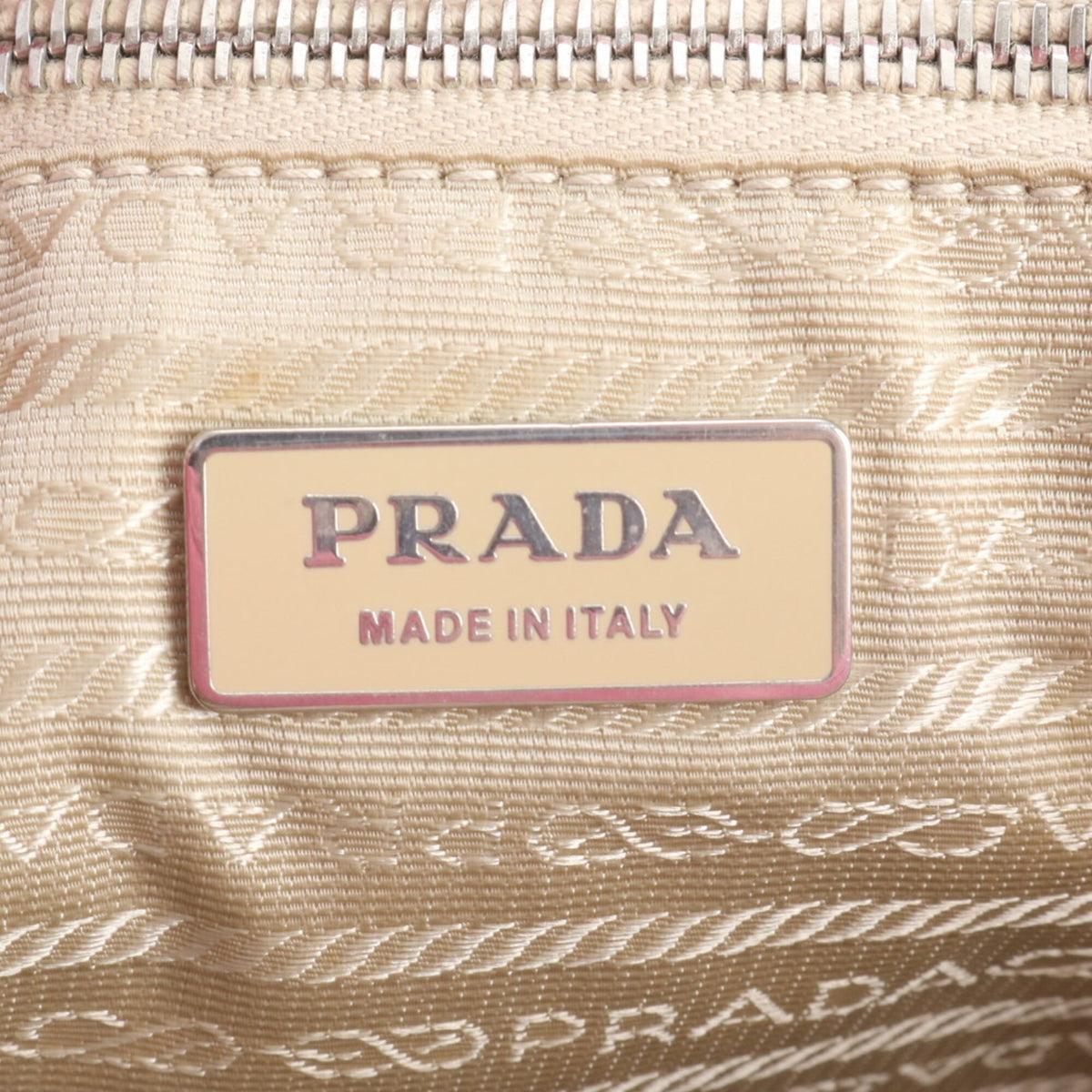 Prada Pink White Leather Canvas Shoulder Bag Tote Bag (Pre-Owned)
