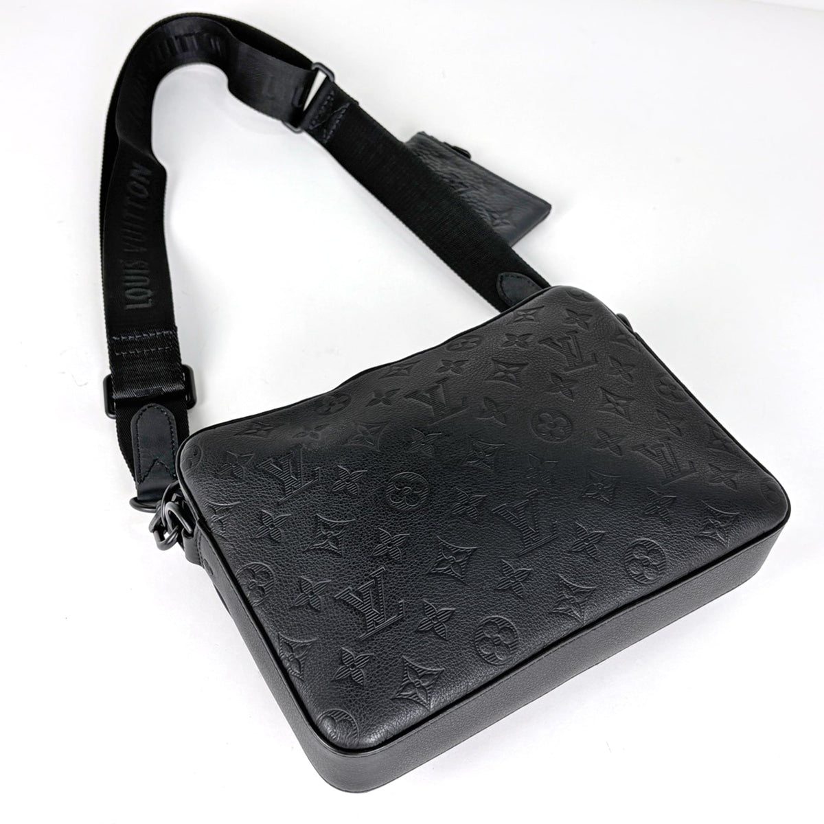 Louis Vuitton Black Noir Monogram Shadow Pouch Shoulder Bag (Pre-Owned)