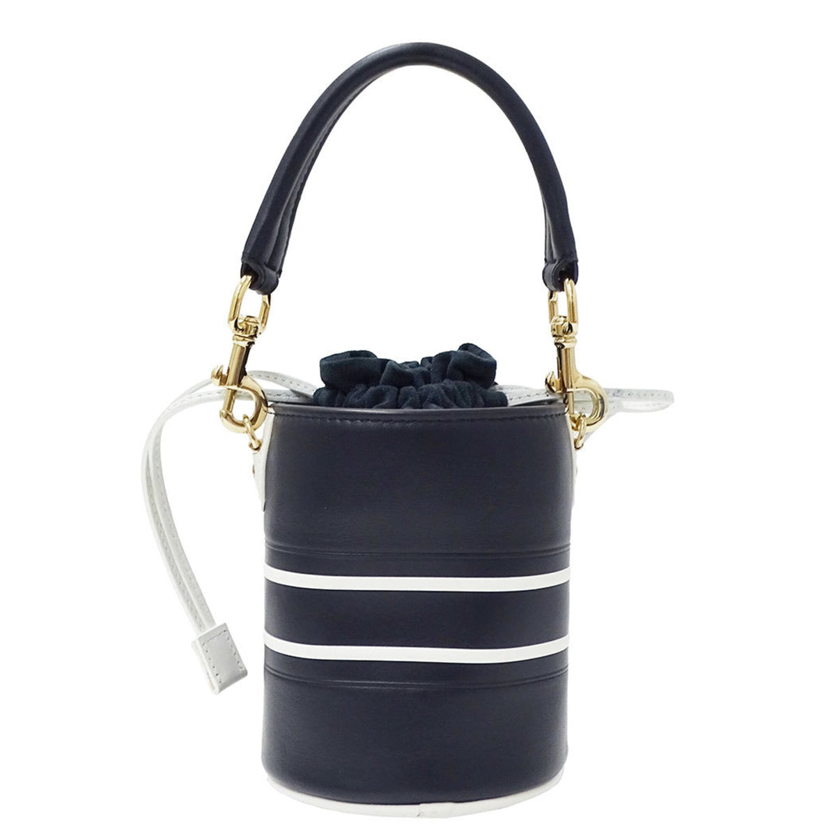 Christian Dior Navy White Leather Handbag Shoulder Bag (Pre-Owned)