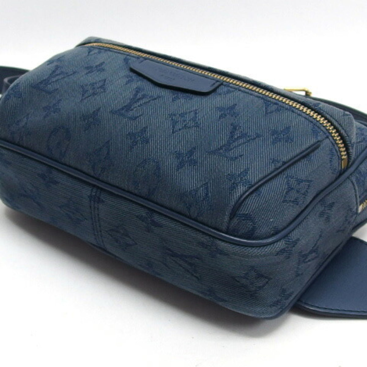 Louis Vuitton Monogram Denim Dark Brown Denim Leather Shoulder Bag (Pre-Owned)