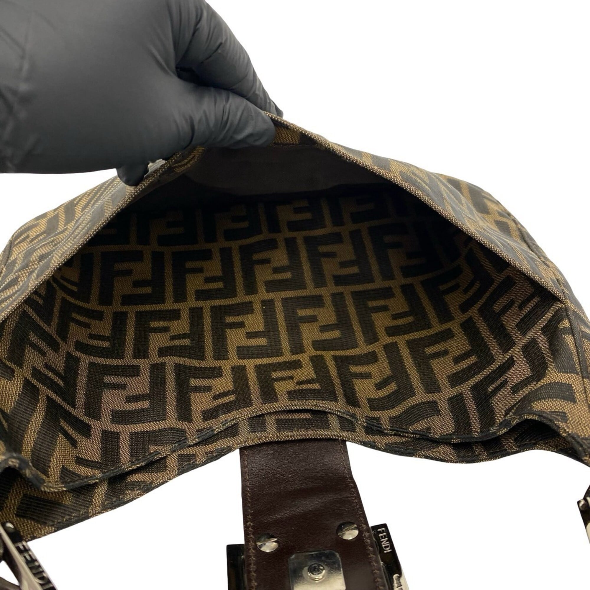 Fendi Brown Canvas Leather Handbag Shoulder Bag (Pre-Owned)