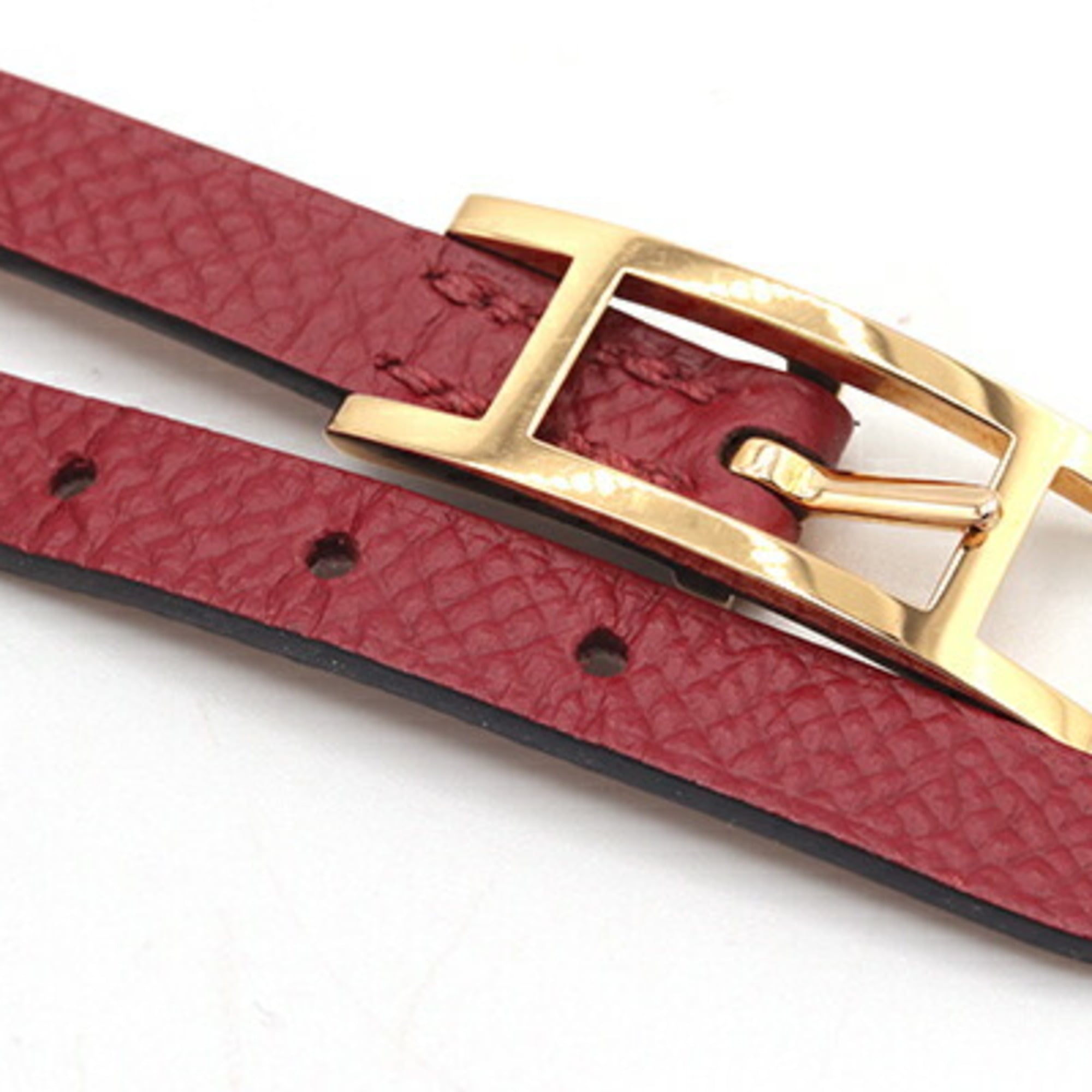 Hermes Rose Eglantine Rouge Grenat Epsom Leather Charm Bracelet (Pre-Owned)