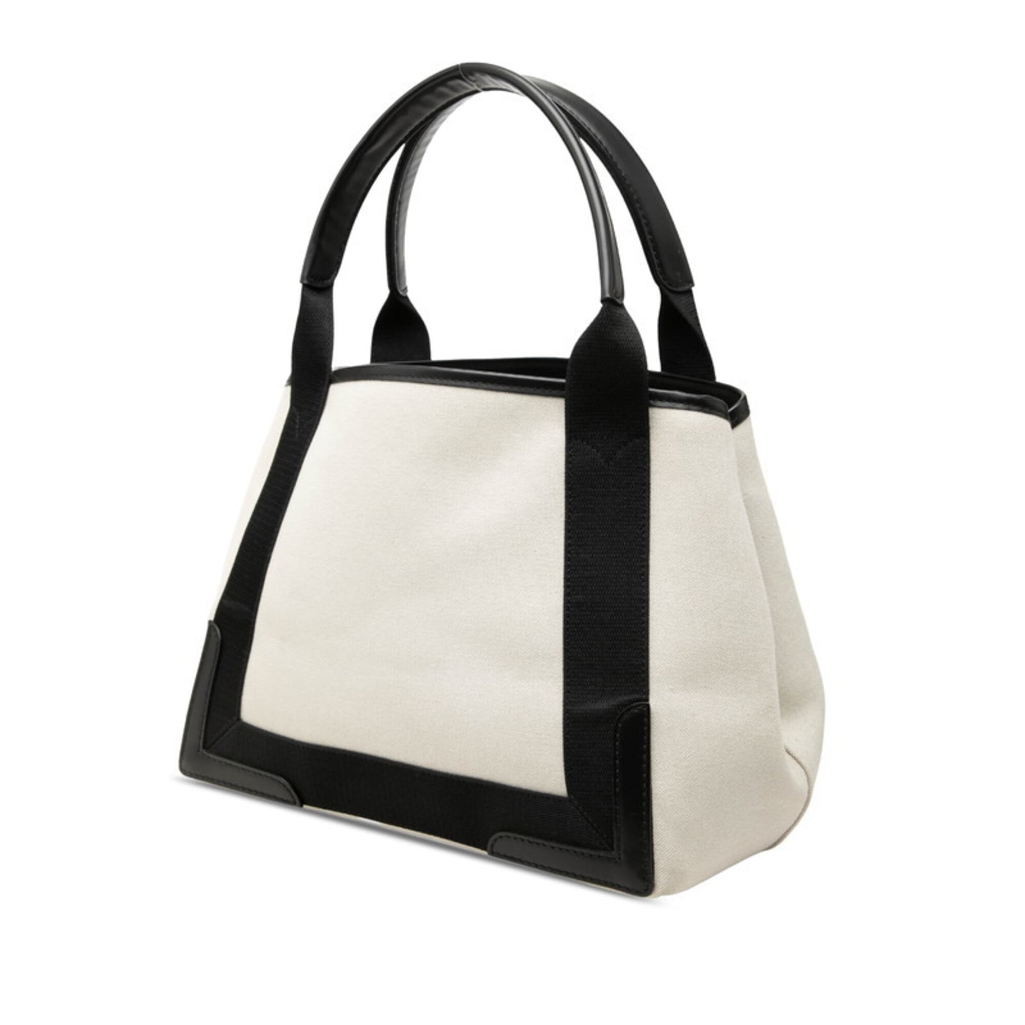Balenciaga Black Ivory Canvas Leather Handbag Pouch Tote Bag (Pre-Owned)