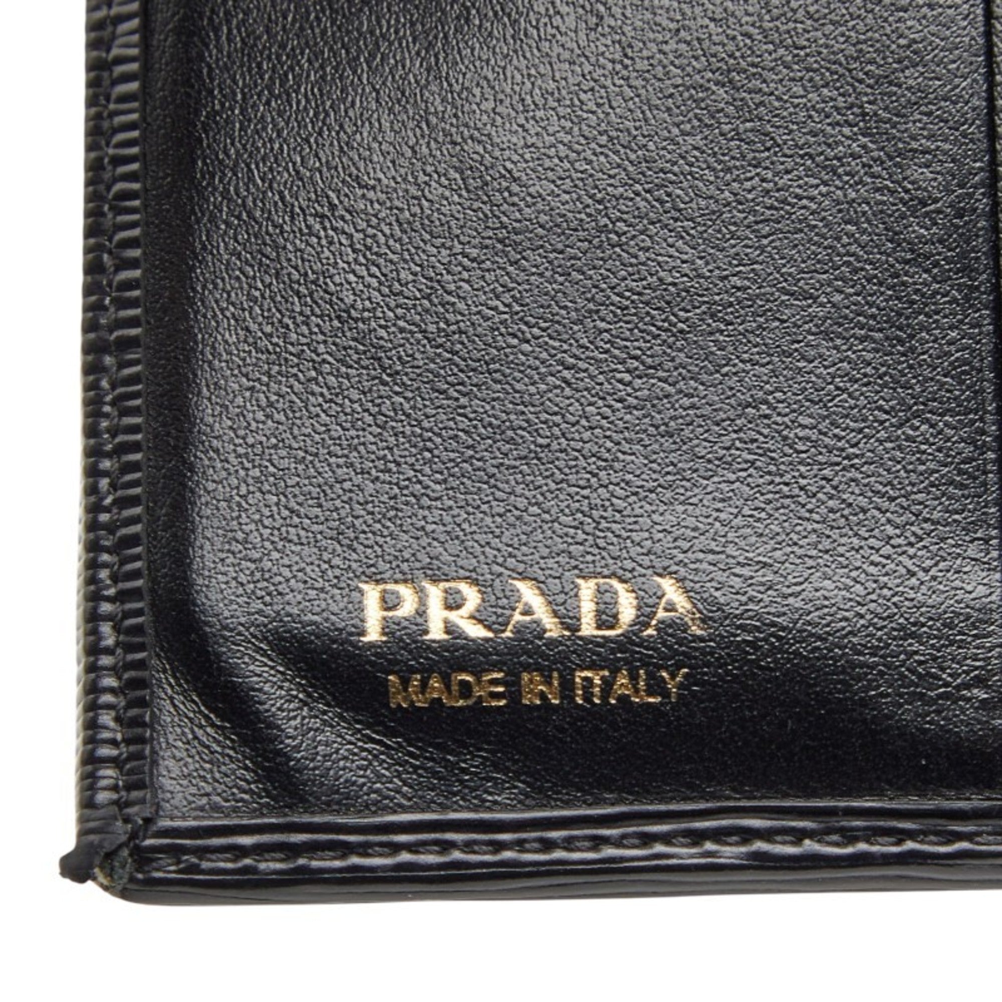 Prada Black Saffiano Triangle Leather Wallet (Bi-Fold) (Pre-Owned)