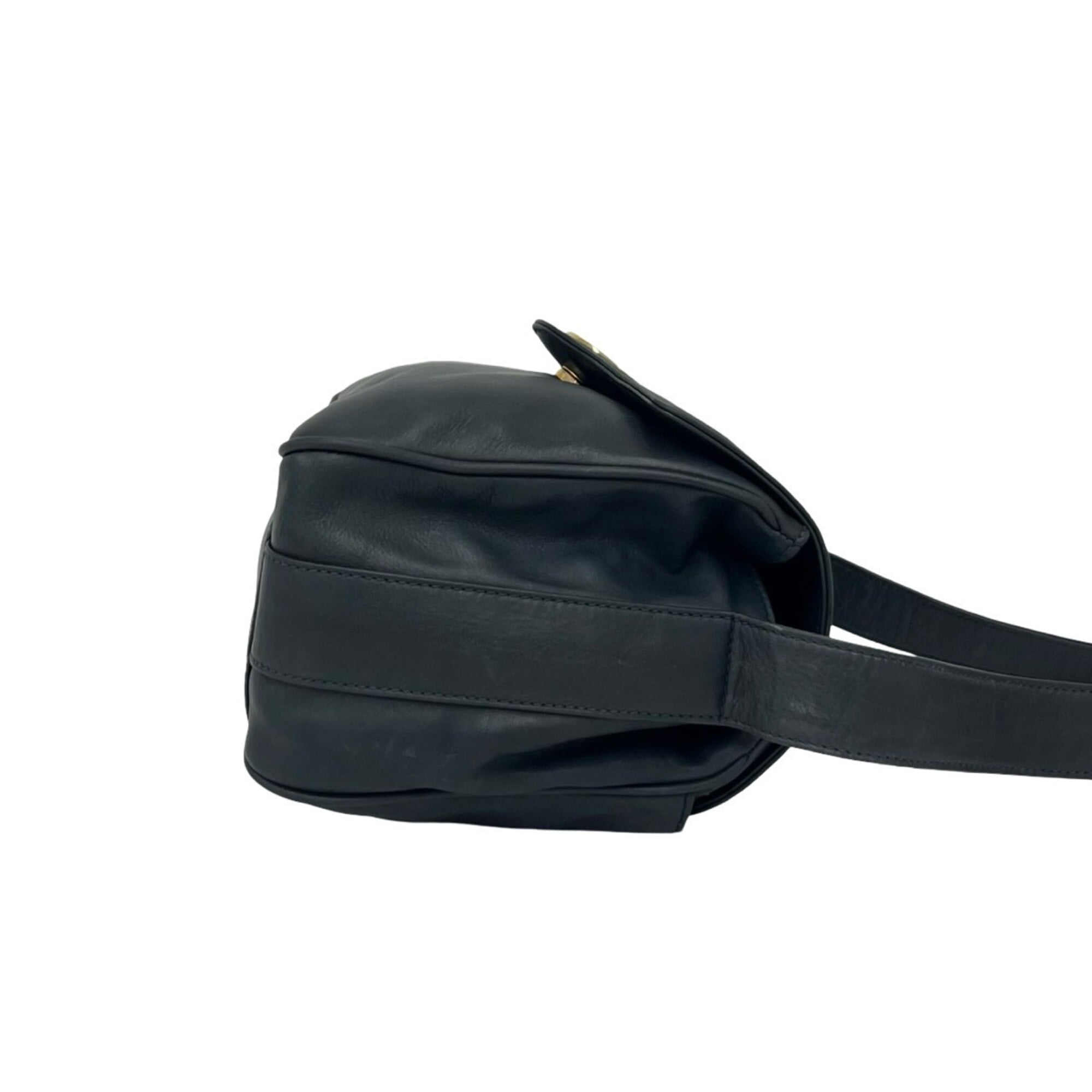 Gucci Navy Leather Shoulder Bag (Pre-Owned)