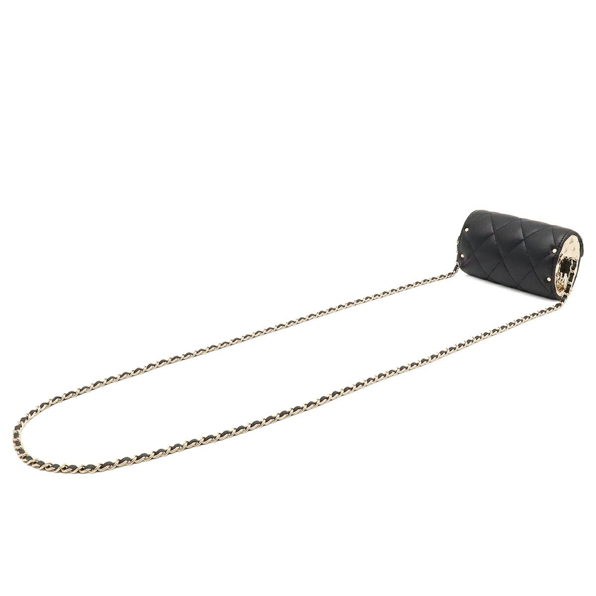 Chanel Matelasse Black Leather Pochette Shoulder Bag (Pre-Owned)