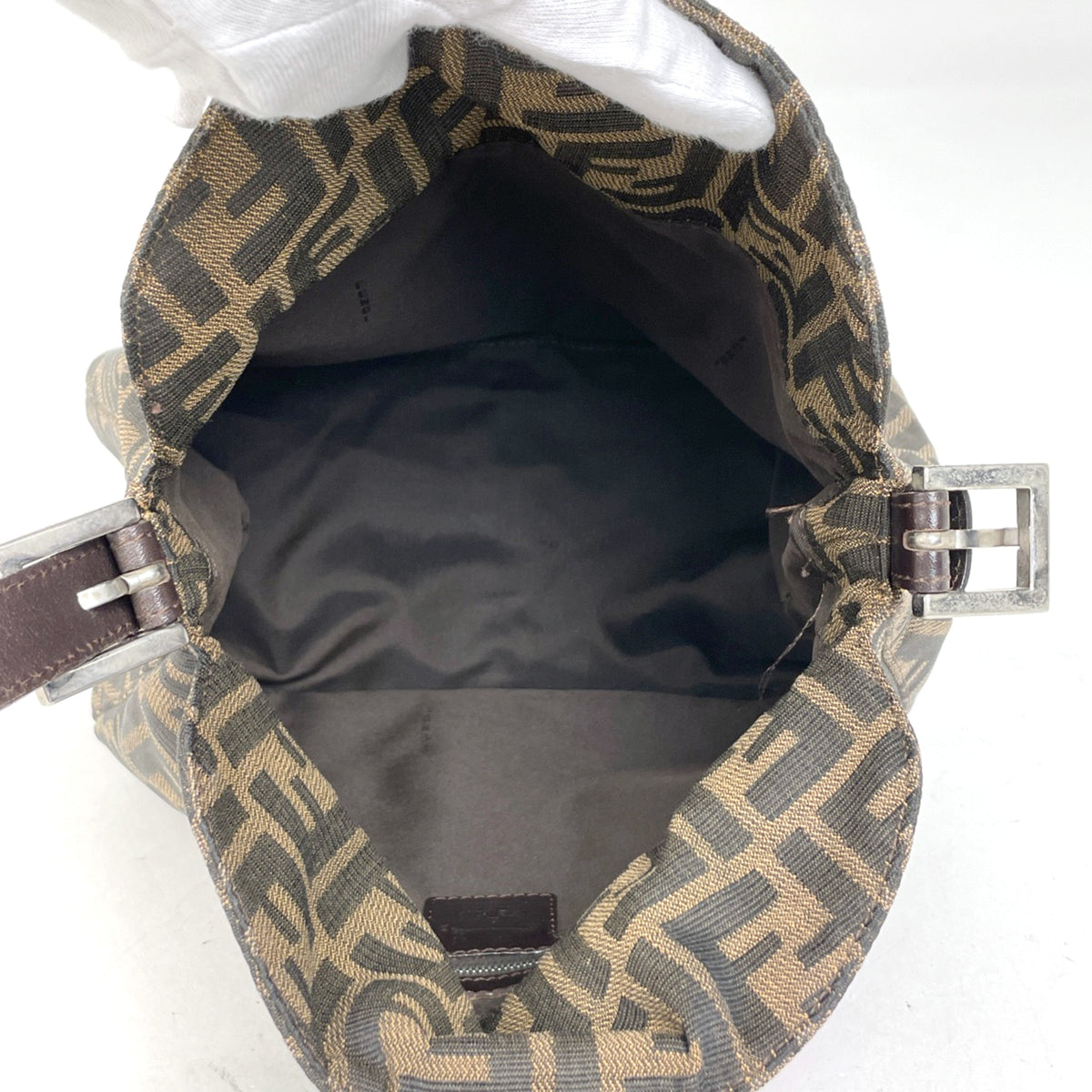Fendi Zucca Brown Canvas Leather Shoulder Bag (Pre-Owned)