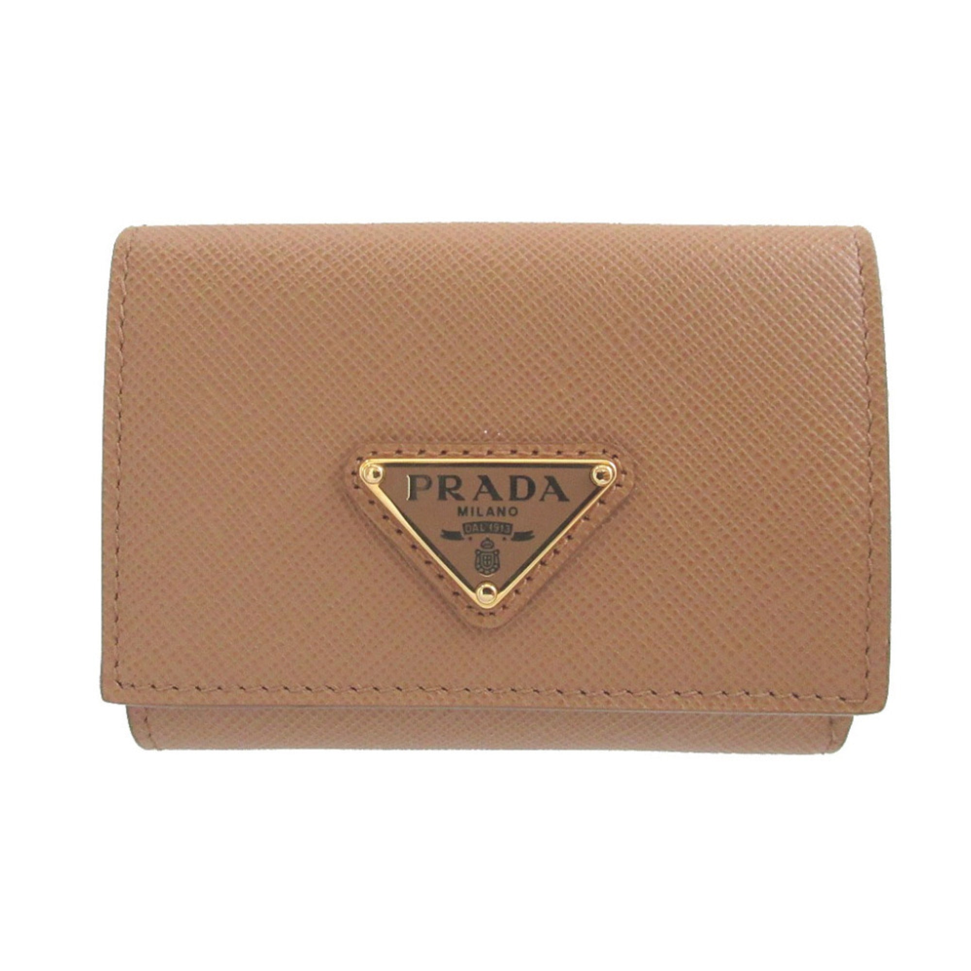 Prada Beige Leather Wallet (Tri-Fold) (Pre-Owned)