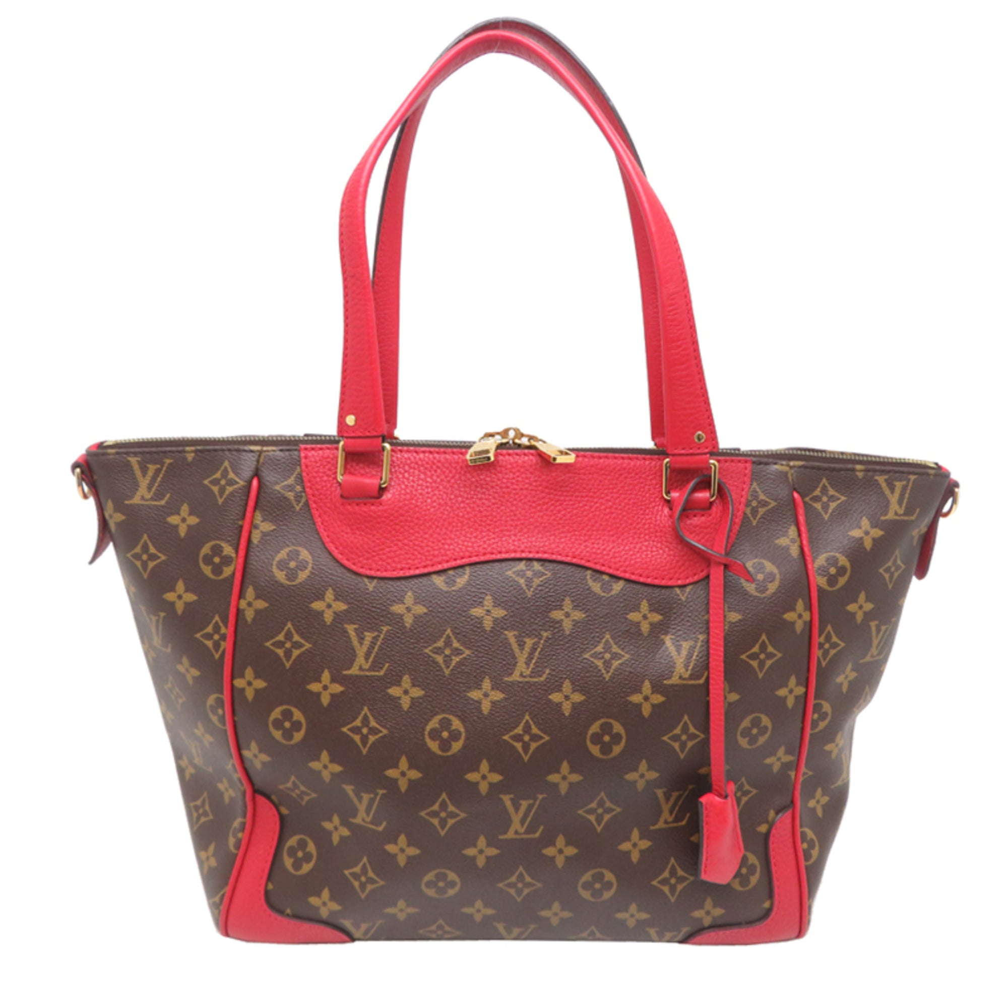 Louis Vuitton Brown Red Color Monogram Handbag (Pre-Owned)